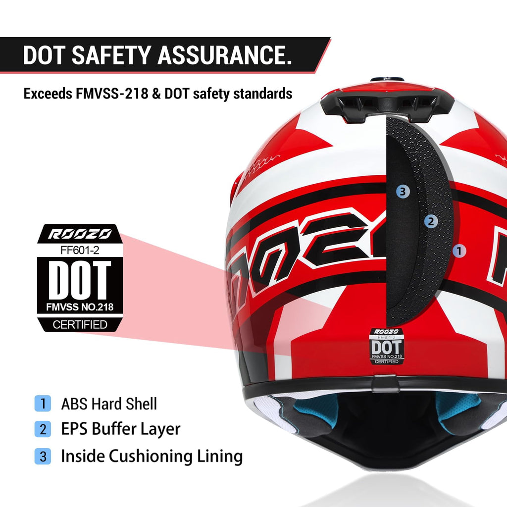 ROOZO Youth Dirt Bike Helmet â€?DOT Certified Full Face Motorcycle Helmet with Goggles & Gloves