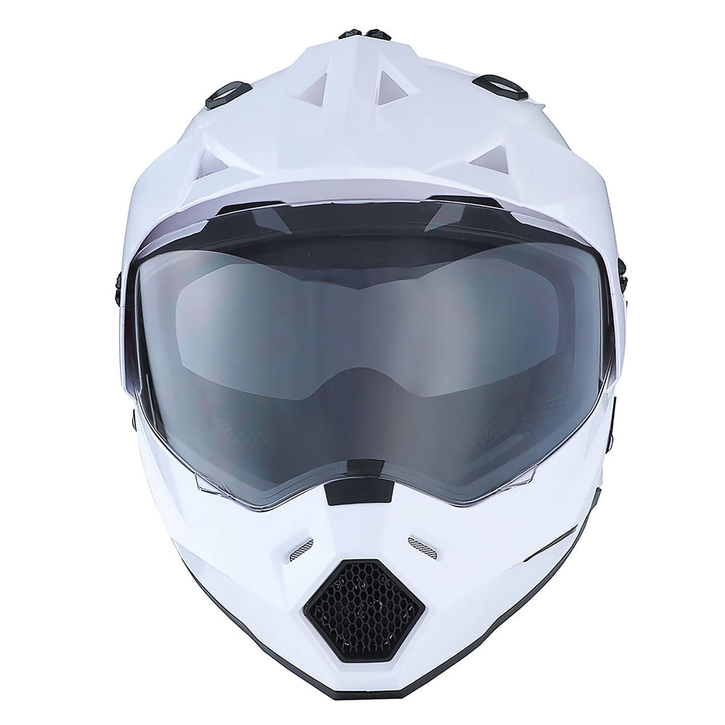 1Storm Dual Sport Motorcycle Motocross Off Road Full Face Helmet HF802 Dual Visor Storm Force Black