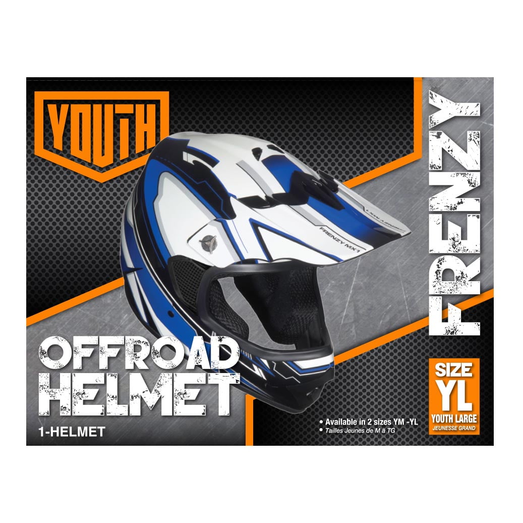 Youth Frenzy MX ATV off-road Youth Helmet DOT Approved Blue, Large
