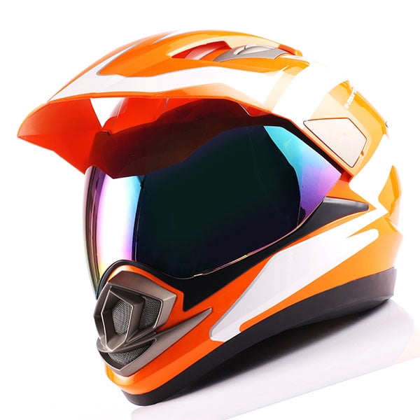 1Storm Dual Sport Helmet Motorcycle Full Face Motocross Off Road Bike HGXP14A Glossy White