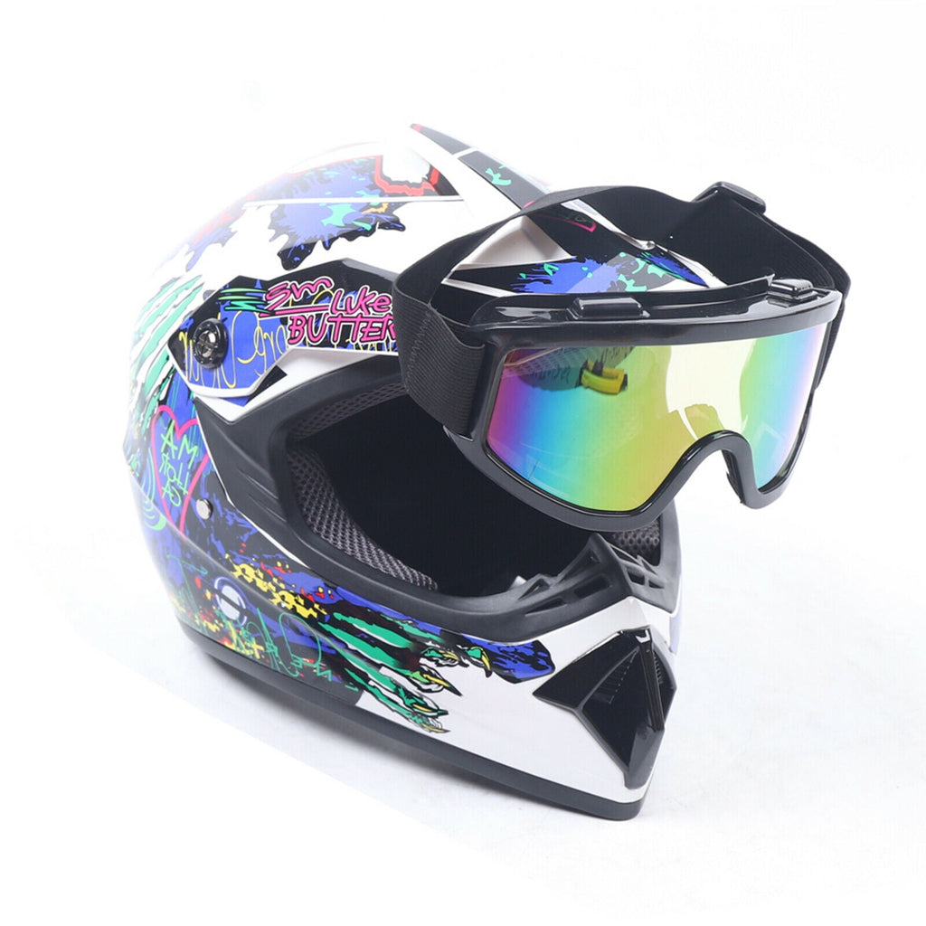 Youth Offroad Gear Combo Helmet Gloves Goggles DOT Motocross Off-Road Racing ATV Dirt Bike Protector