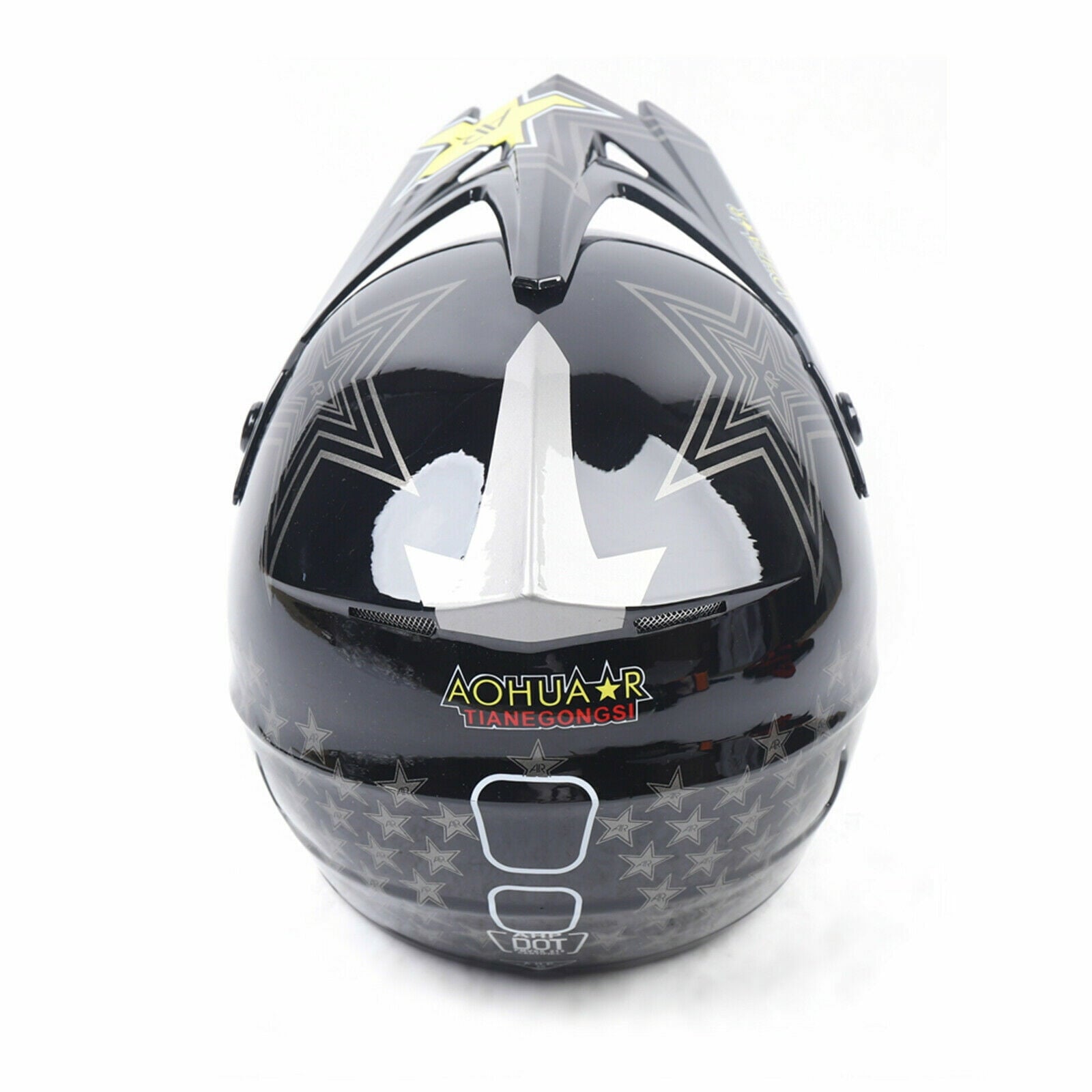 Black Motorcycle Full Face Helmet, Motorcross Dirt Bike ATV UTV Off Road MTB Racing Casco, DOT Lightweight Helmets with Goggle Glove for Adults Men