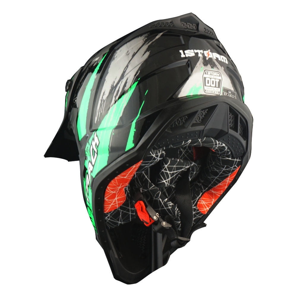 1Storm Adult Motocross Helmet ATV Dirt Bike BMX MX Downhill Mountain Helmet Track Style JH601; Matt Black