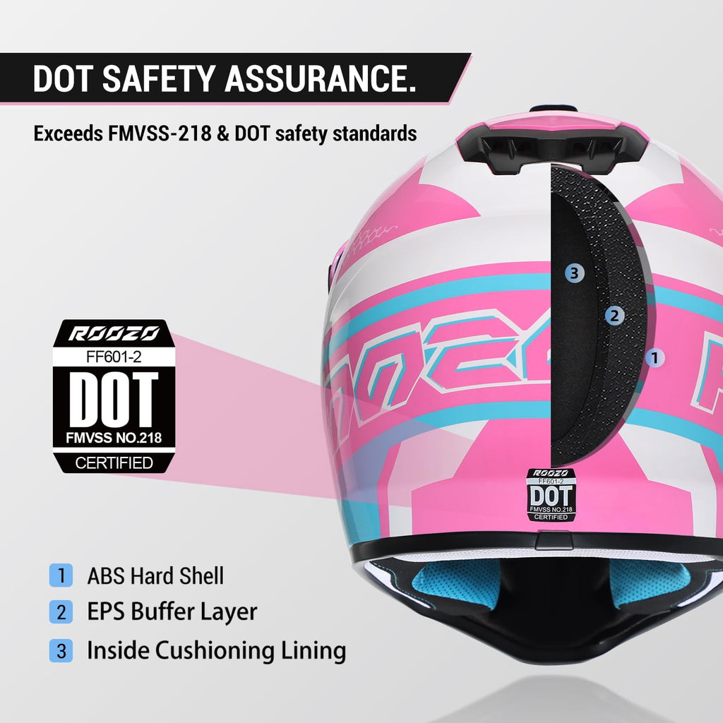 ROOZO Youth Dirt Bike Helmet â€?DOT Certified Full Face Motorcycle Helmet with Goggles & Gloves