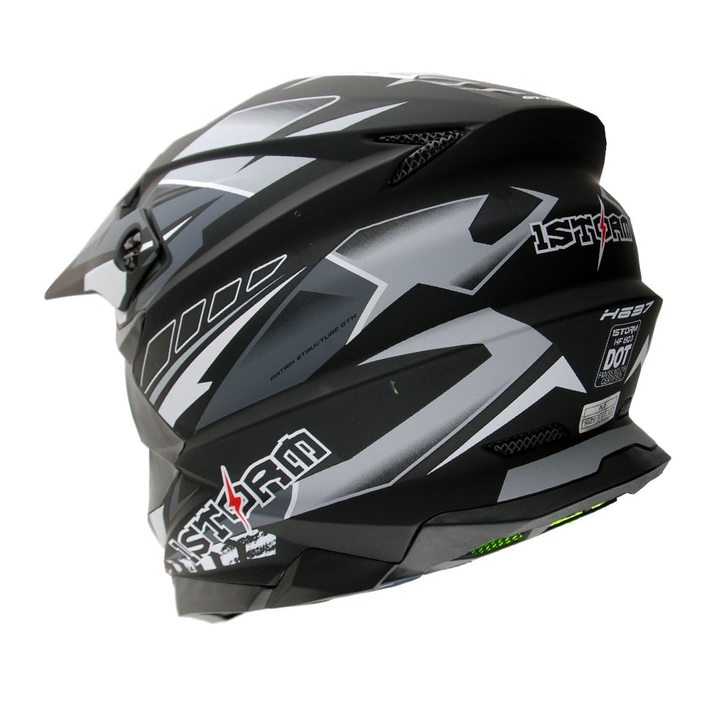 1Storm Motocross Adult Helmet Downhill Mountain Bike Helmet BMX MX ATV Dirt Bike Storm Style HF803; Storm Black