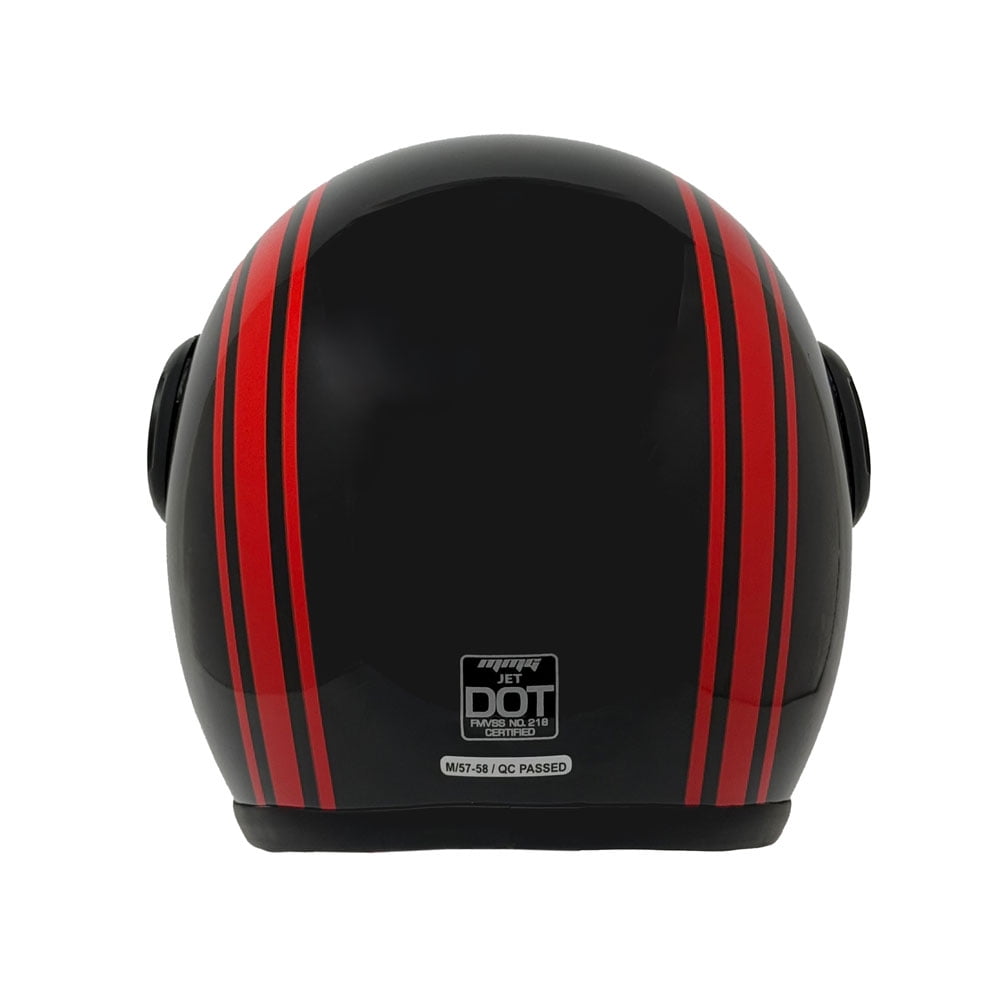 MMG Adult Motorcycle Helmet, Open Face Flip Up Visor DOT - Black/Red Graph (Large)
