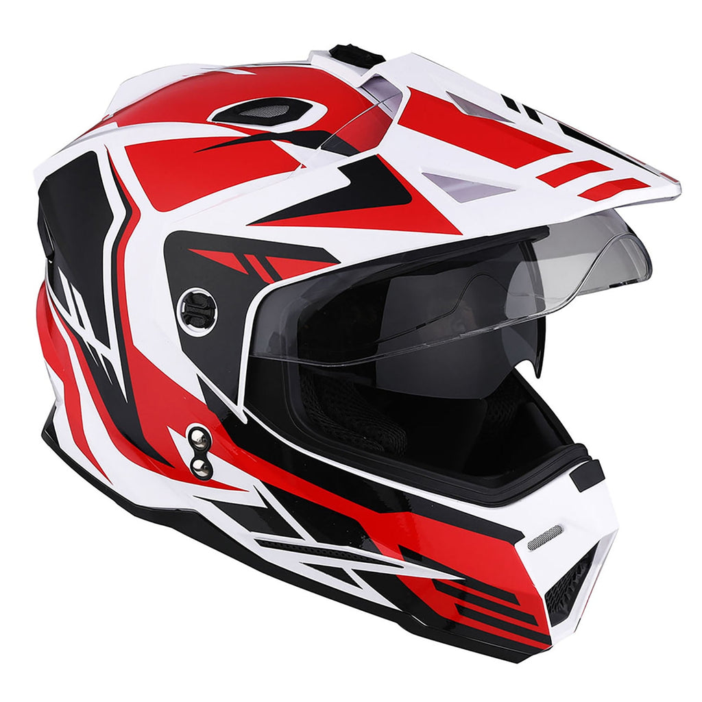 1Storm Dual Sport Motorcycle Motocross Off Road Full Face Helmet HF802 Dual Visor Storm Force Black