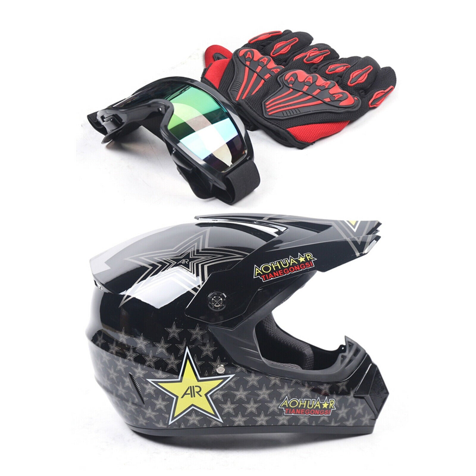 Motocross Helmet Dirt Bike ATV Motorcycle Helmet Road Downhill Motorbike Full Face Helmets Gift MTB Racing Helmet Protector Muti-Color Helmet Set Goggles Off-Road Racing Bike Motocross Protector