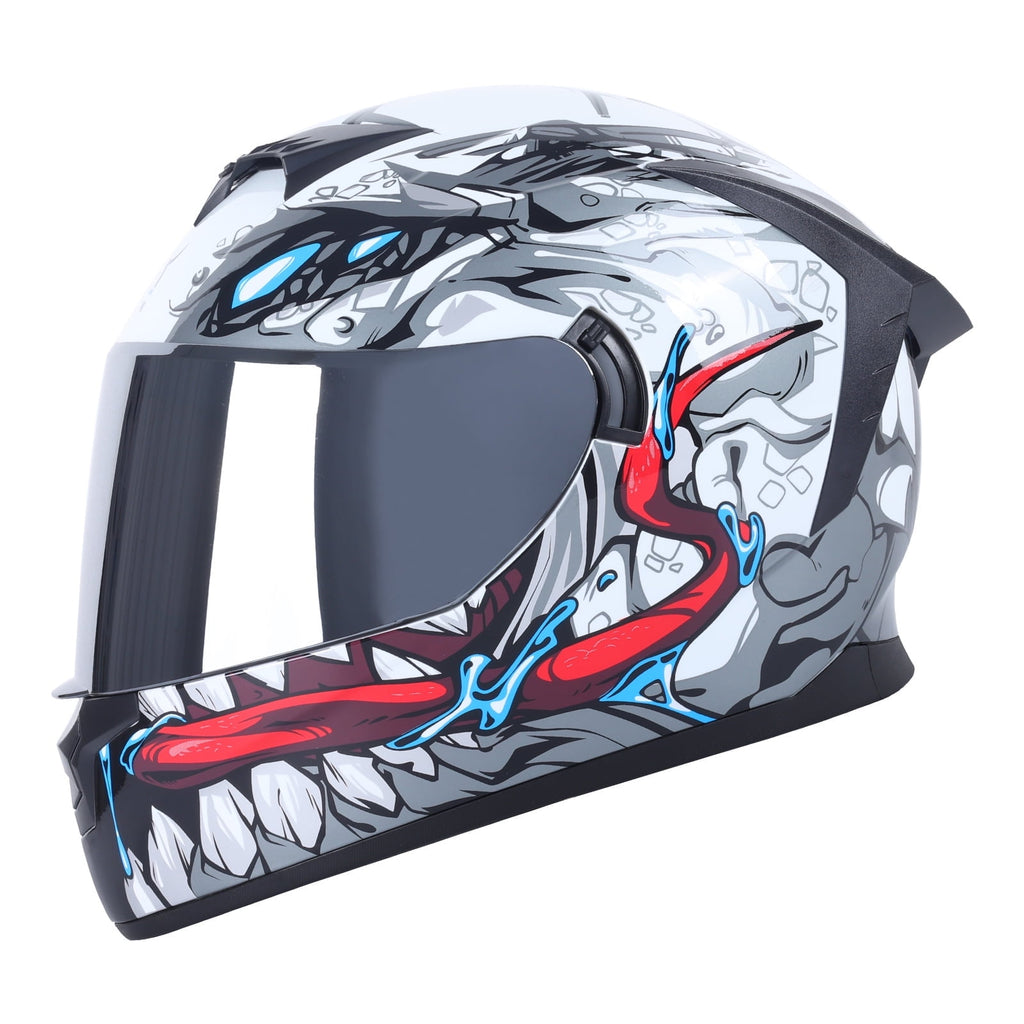 Full-Face Adult Motorcycle Helmet, Motocross ATV Offroad Dirt Bike Helmet DOT Approved White, L Size