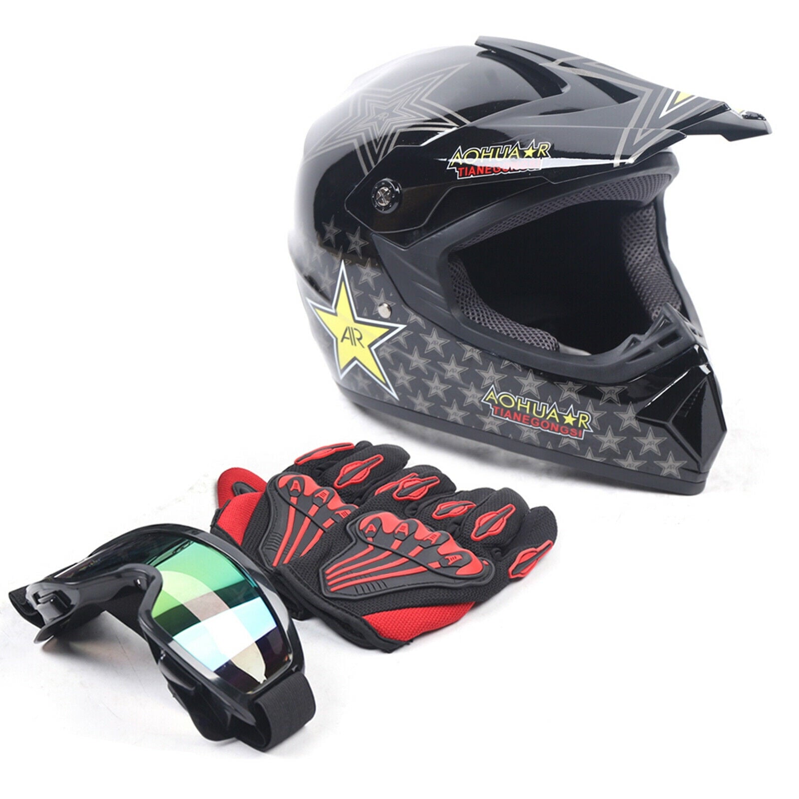 M Size Motocross Helmet With Goggle & Gloves For Motorcycle Dirt Bike Off-road
