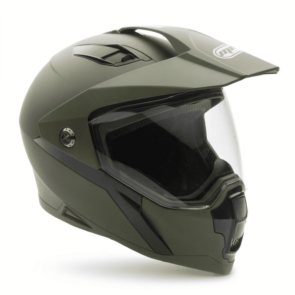 MMG Adult Motorcycle Dual Sport Off-Road Full-Face Helmet DOT - Military Green (Large) Model 23