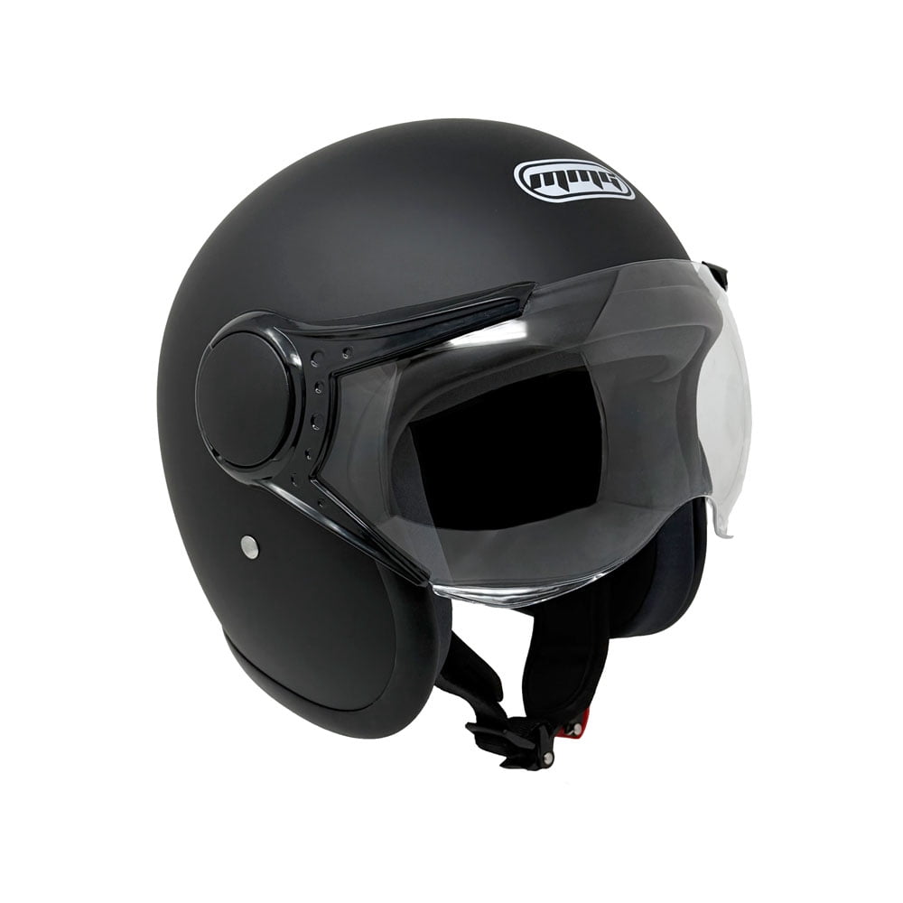 MMG Adult Motorcycle Helmet, Open Face Flip Up Visor DOT - Matte Black L