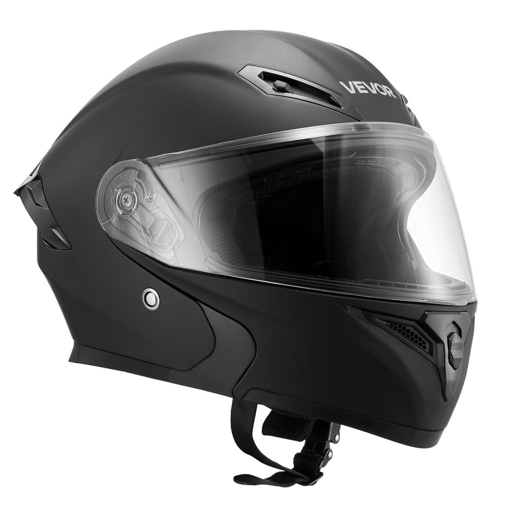 Motorcycle Helmet, Modular, Adult Motocross Dirt Bike Helmet with Large Clear Visor, Comfortable Motorbike Racing Street with Detachable Liner for Men & Women, DOT Approved, (Matte Black, M)