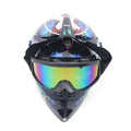 Motorcycle Helmet Set Motocross Helmet Kit Motorcycle Helmet with Gloves Goggles for Motorbike Riders with A Head Circumference During 21.65-22.05in