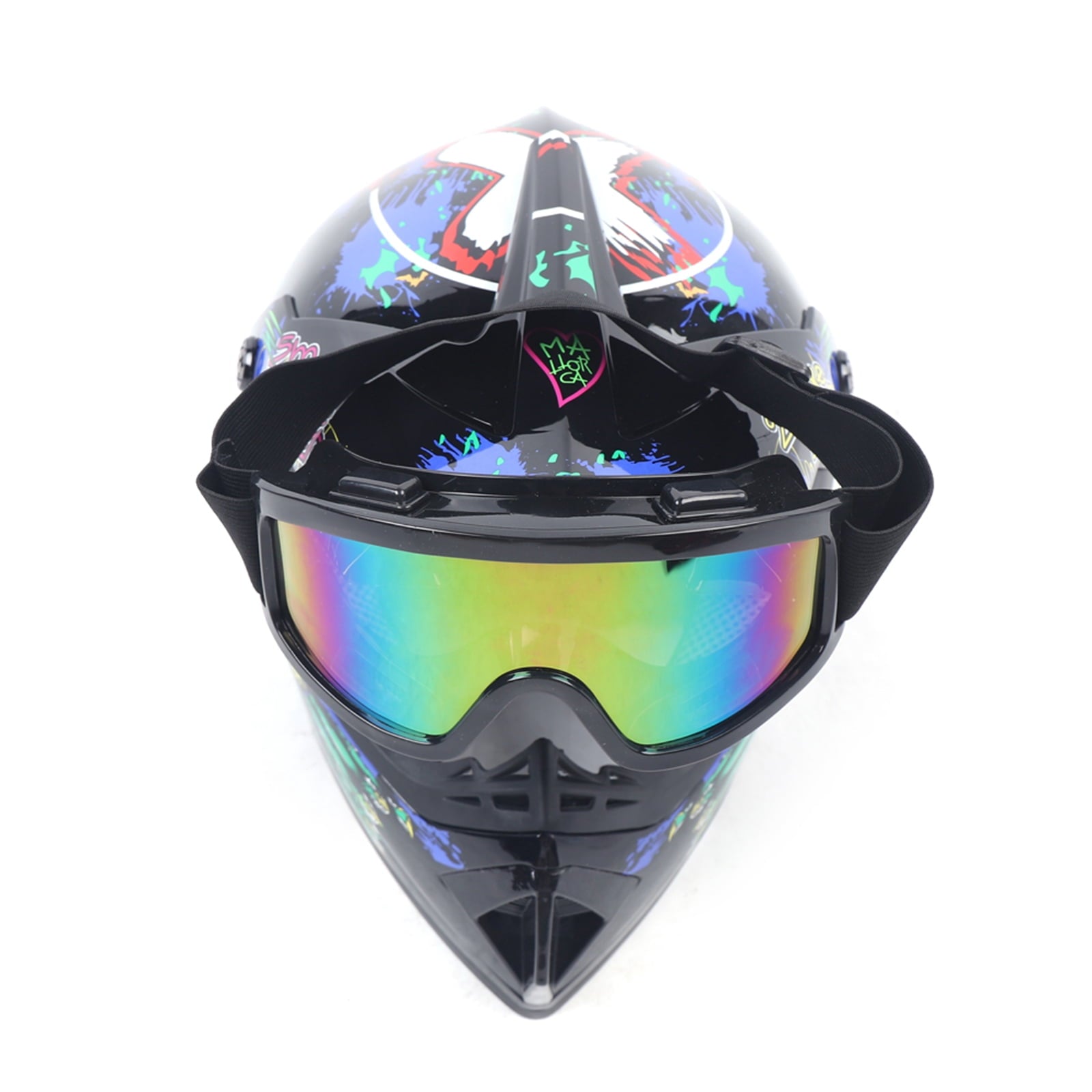 Motorcycle Helmet Set Motocross Helmet Kit Motorcycle Helmet with Gloves Goggles for Motorbike Riders with A Head Circumference During 21.65-22.05in