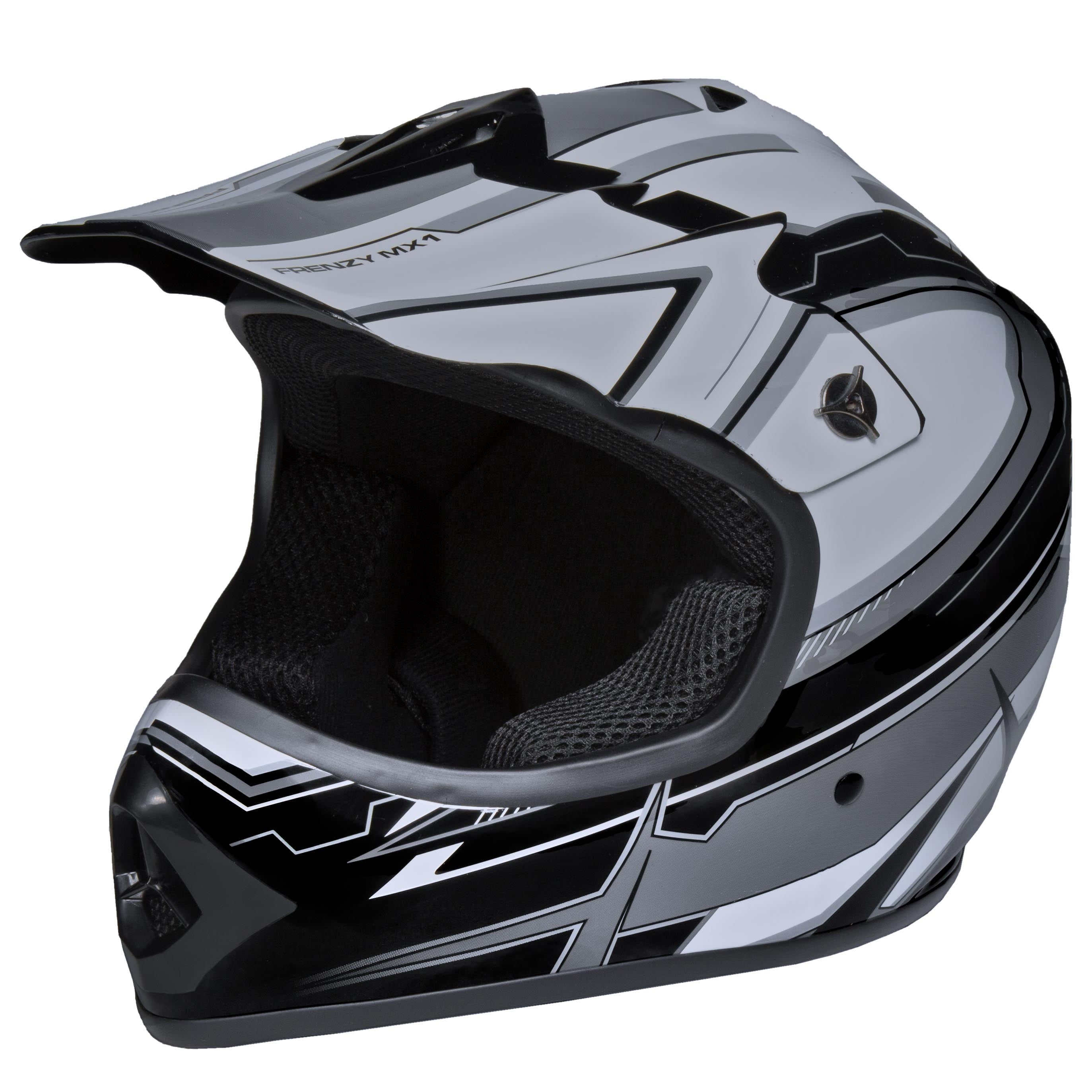 Youth Frenzy MX ATV off-road Helmet DOT Approved Black/Grey, Youth Large