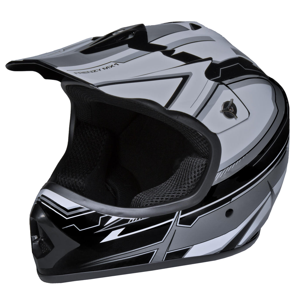 Youth Frenzy MX Off-Road Helmet, Black/Grey, Youth Medium