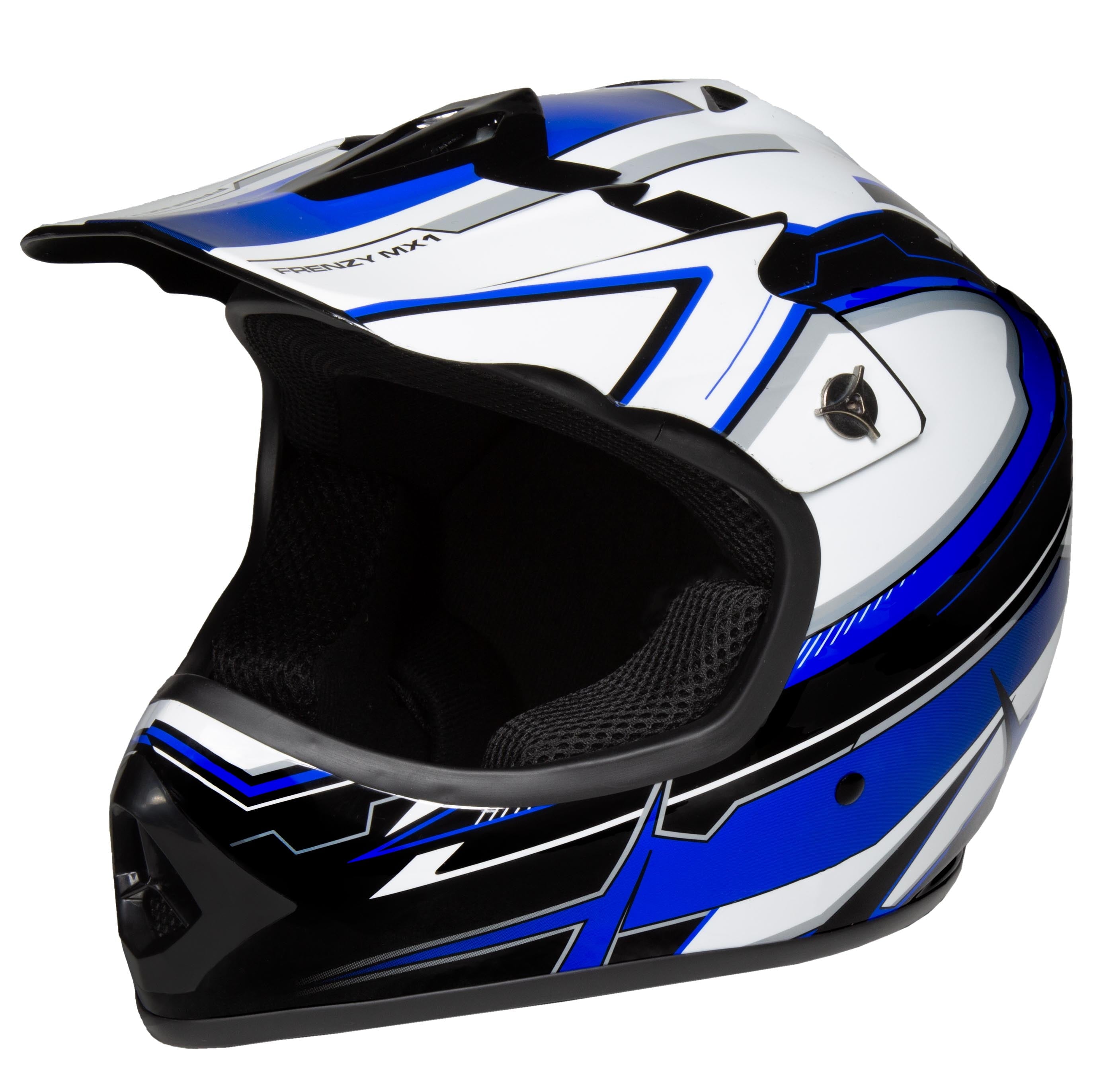 Youth Frenzy MX off Road Dirt Bike Helmet - DOT Approved - Color Blue - Size: Youth Medium