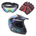Youth Offroad Gear Combo Black ABS Plastic Matte Motocross Impact Resistant Helmet