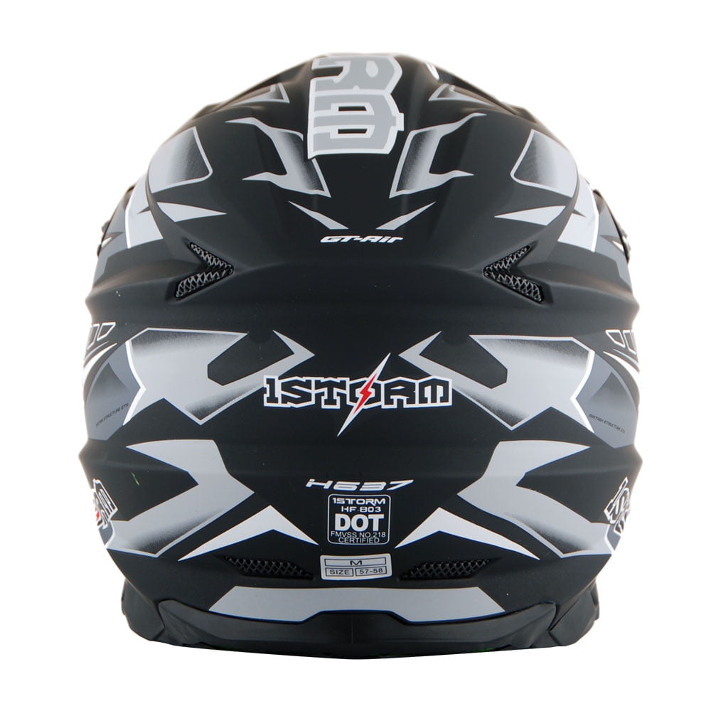 1Storm Motocross Adult Helmet Downhill Mountain Bike Helmet BMX MX ATV Dirt Bike Storm Style HF803; Storm Black