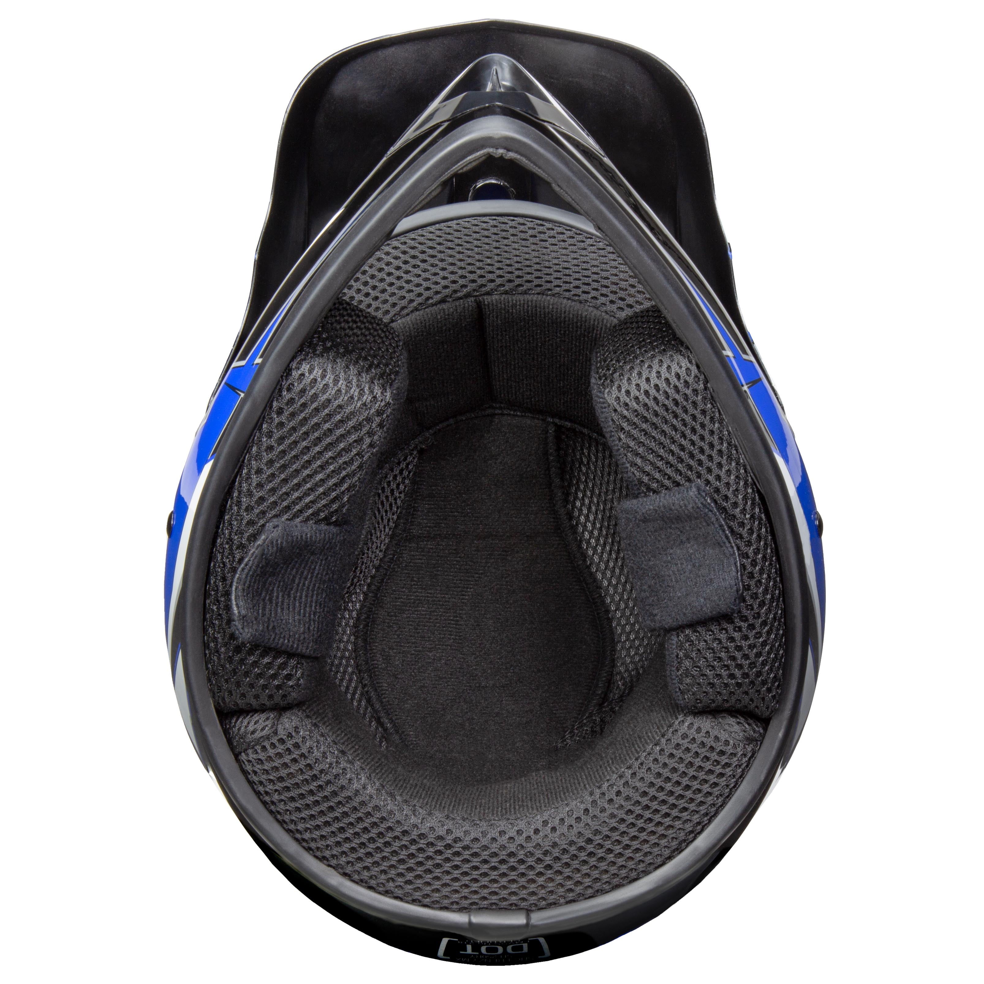 Youth Frenzy MX off Road Dirt Bike Helmet - DOT Approved - Color Blue - Size: Youth Medium