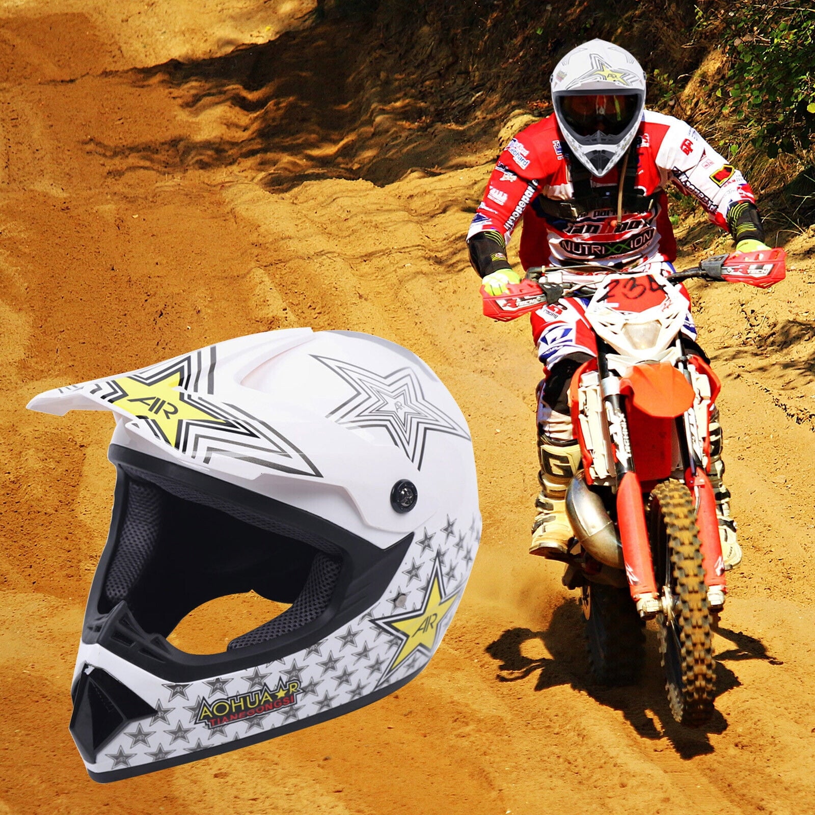 Motocross Youth Helmet+Goggles+Gloves Kit Off-Road Dirt Bike Racing ATV Protect