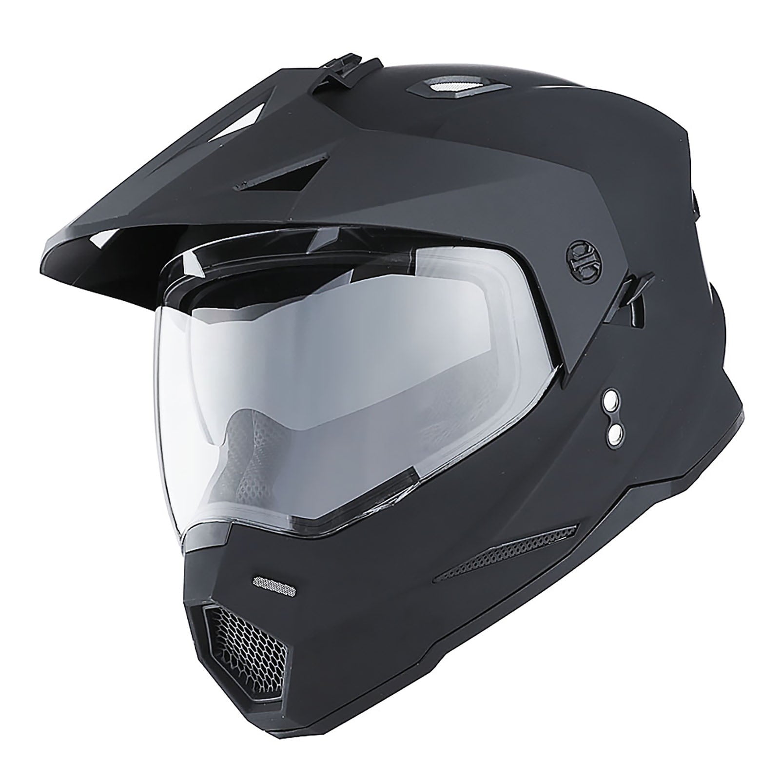 1Storm Dual Sport Motorcycle Motocross Off Road Full Face Helmet Dual Visor HF802 Matt Black + Motorcycle Bluetooth Headset