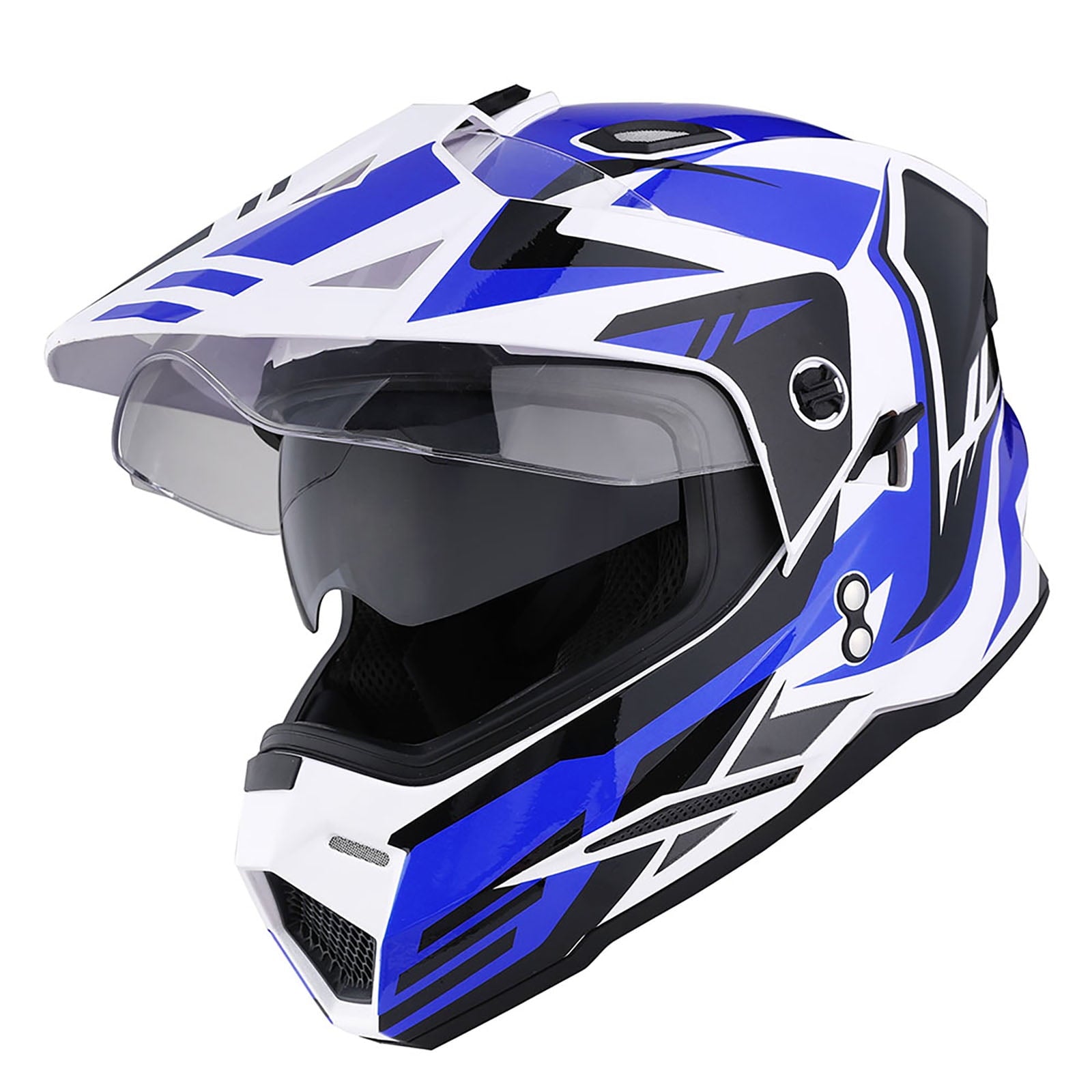 1Storm Dual Sport Motorcycle Motocross Off Road Full Face Helmet Dual Visor HF802 Matt Black + Motorcycle Bluetooth Headset