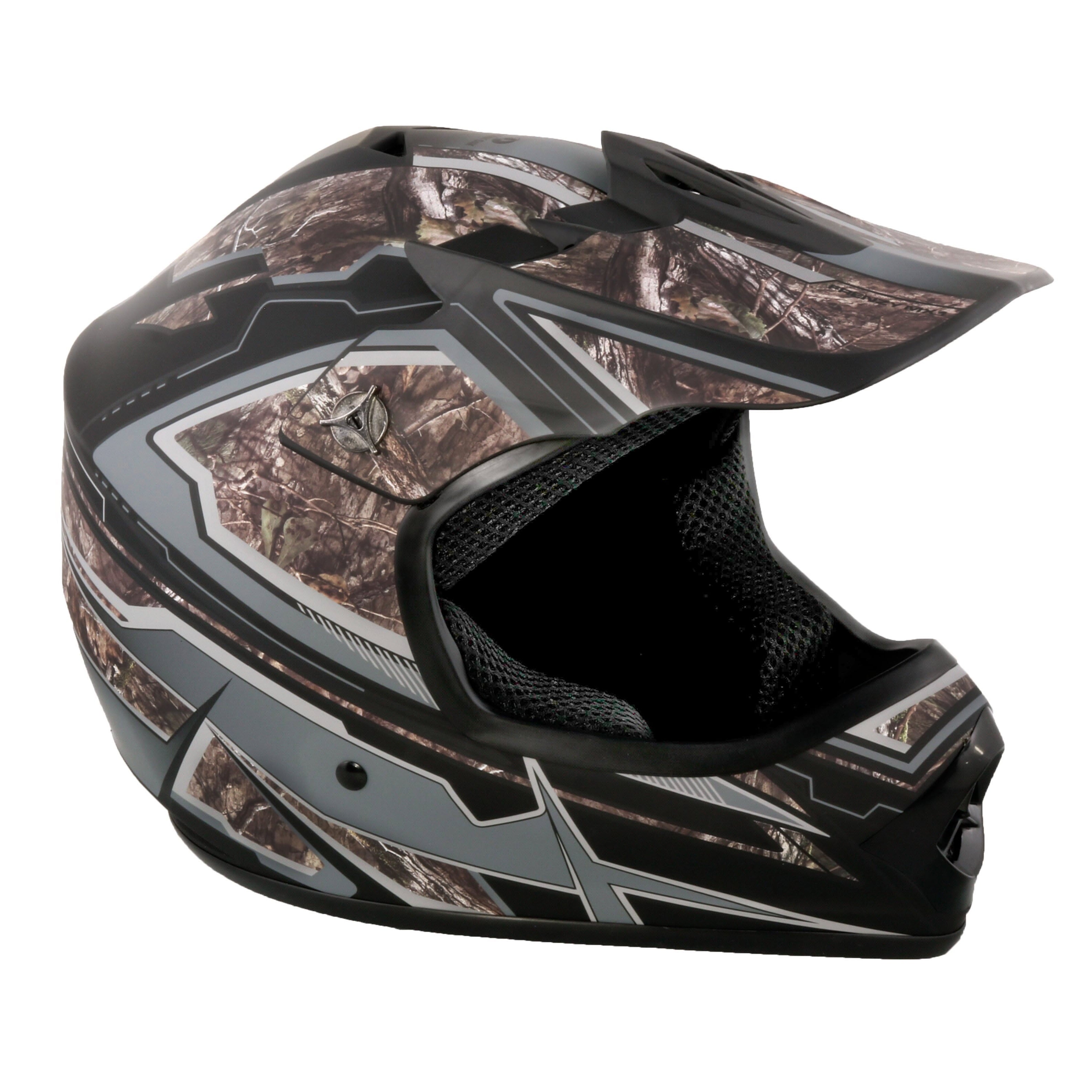 Youth Frenzy Mossy Oak Camo Mx off-road Motocross, ATV, Dirt Bike Helmet, Dot Approved - Large
