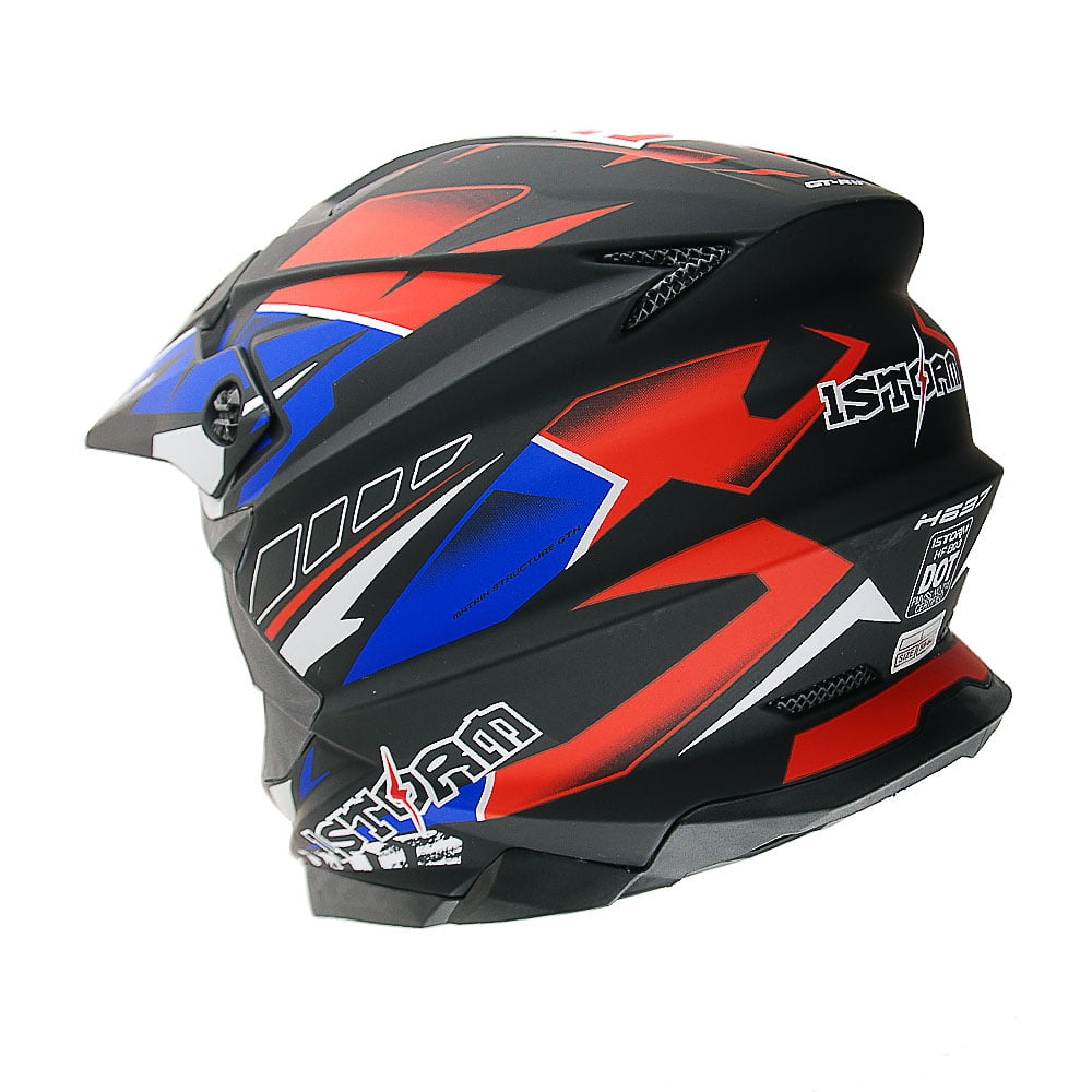 1Storm Motocross Adult Helmet Downhill Mountain Bike Helmet BMX MX ATV Dirt Bike Storm Style HF803; Storm Black