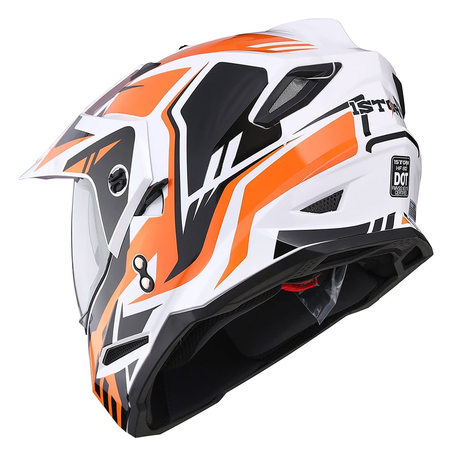 1Storm Dual Sport Motorcycle Motocross Off Road Full Face Helmet Dual Visor HF802 Matt Black + Motorcycle Bluetooth Headset