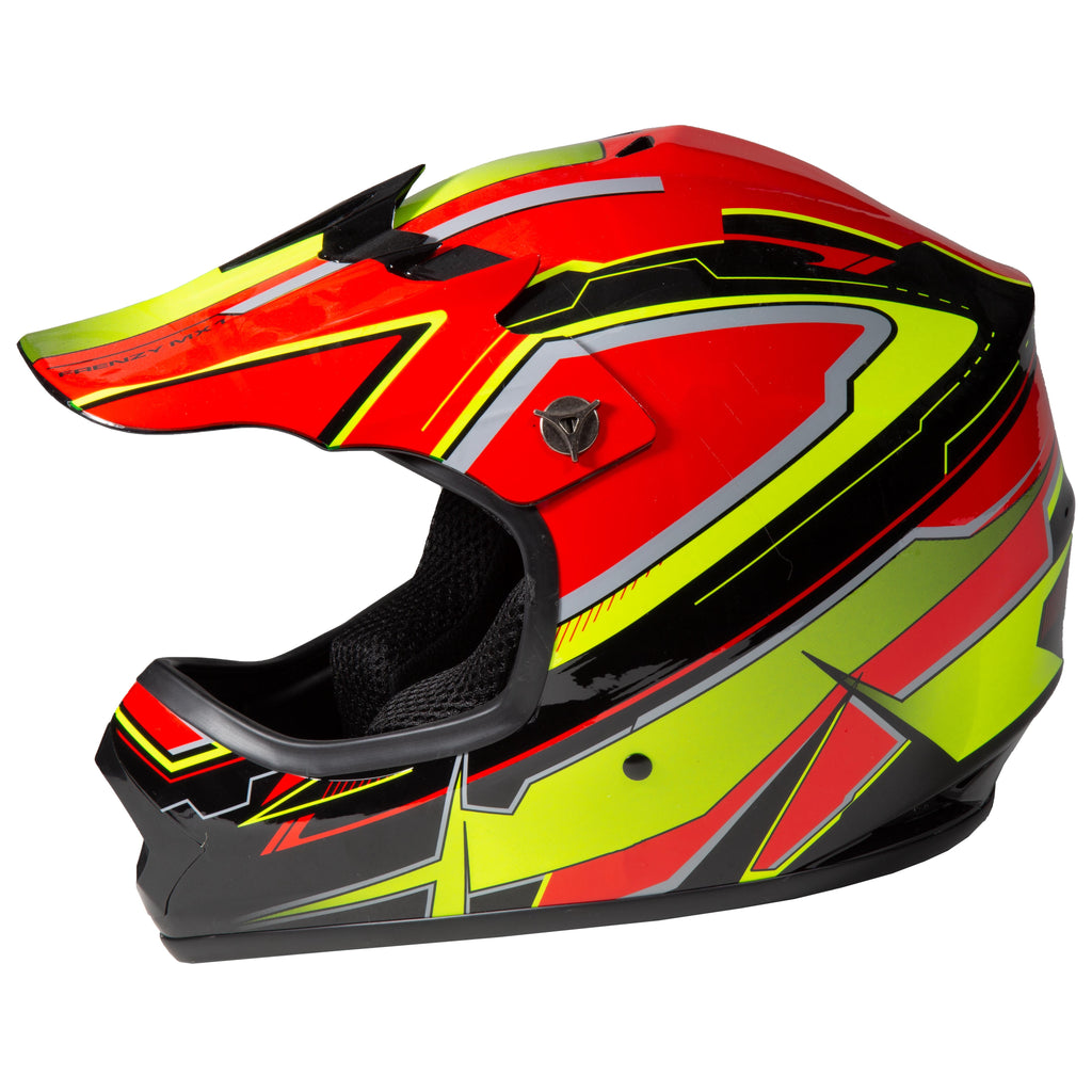 Youth Frenzy MX off-road ATV Helmet DOT Approved Color: Red/Yellow Size: Youth Large