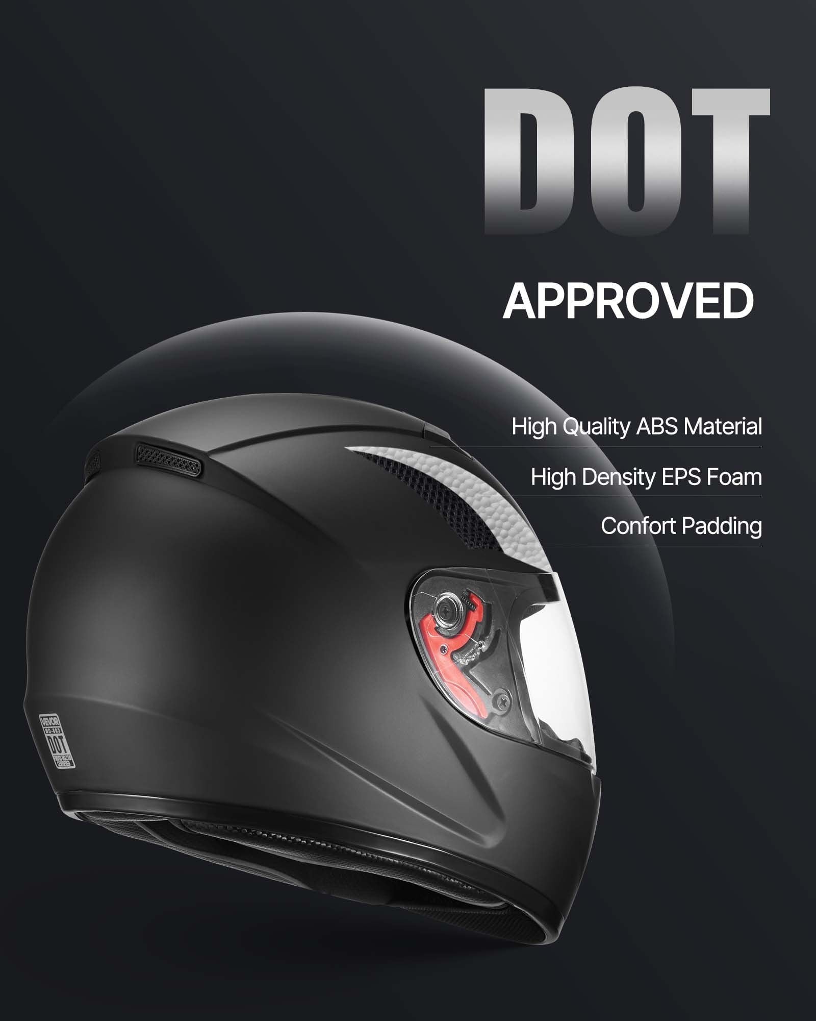 Motorcycle Helmet, Full Face, Adult Motocross Dirt Bike Helmet with Tinted and Clear Dual Visor, Motorbike Racing Street with Detachable Liner for Men & Women, DOT Approved, (Matte Black, M)