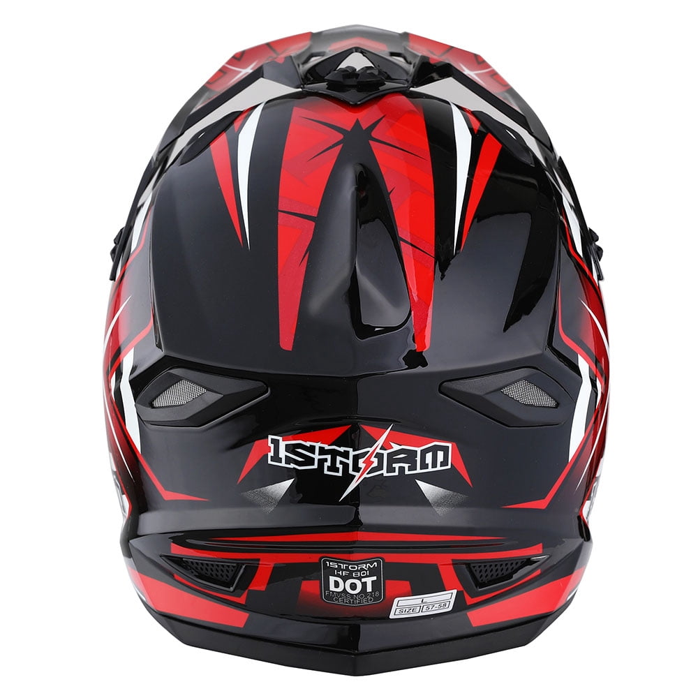 1Storm Adult Motocross Helmet BMX MX ATV Dirt Bike Helmet Racing Style HF801; Sonic Red