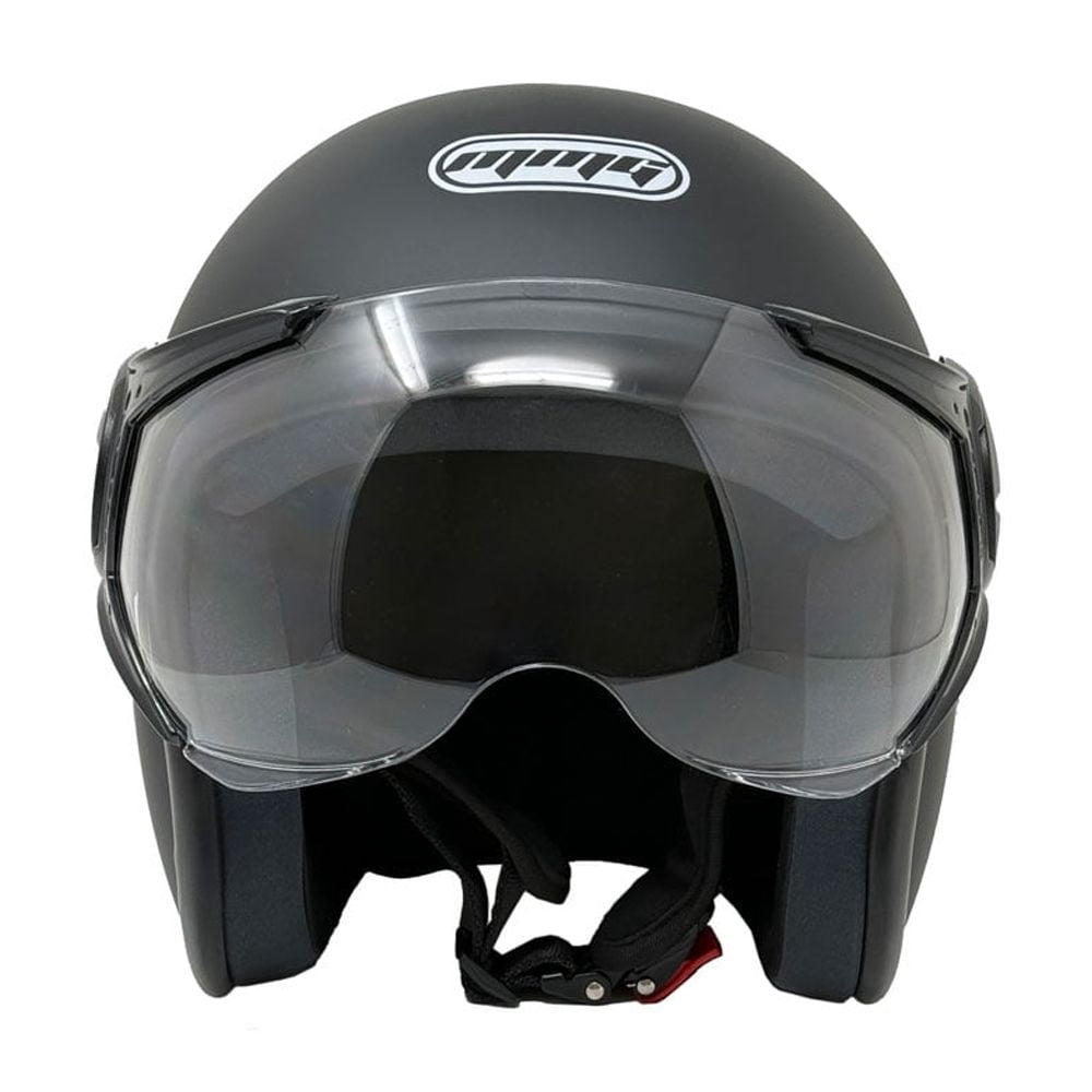 MMG Adult Motorcycle Helmet, Open Face Flip Up Visor DOT - Matte Black (Medium)
