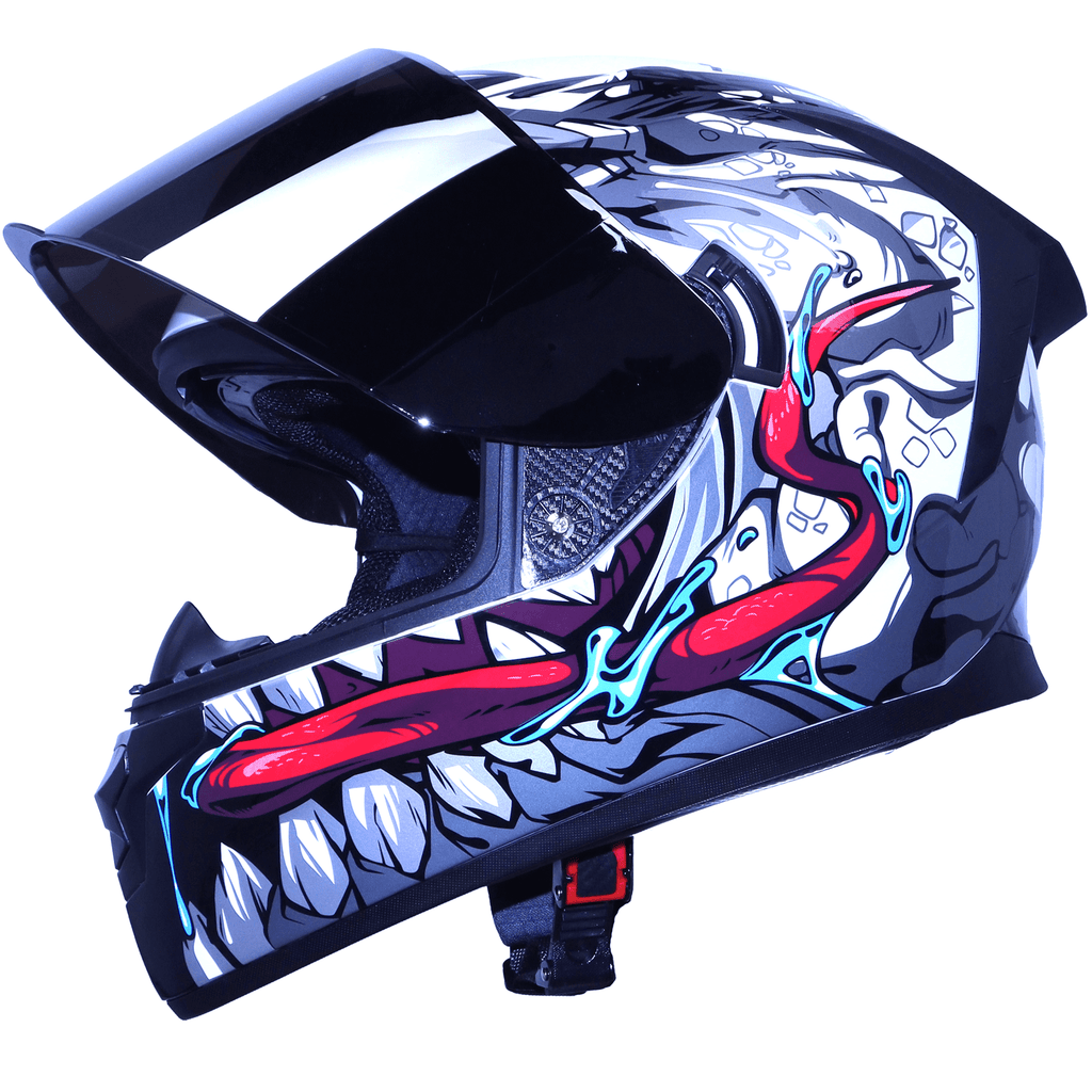 Full-Face Adult Motorcycle Helmet, Motocross ATV Offroad Dirt Bike Helmet DOT Approved White, L Size