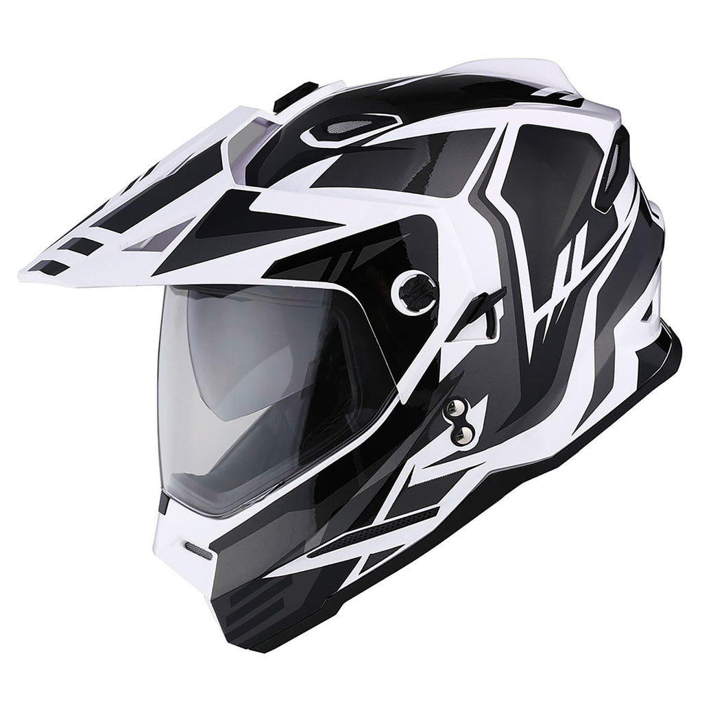 1Storm Dual Sport Motorcycle Motocross Off Road Full Face Helmet Dual Visor HF802 Matt Black + Motorcycle Bluetooth Headset