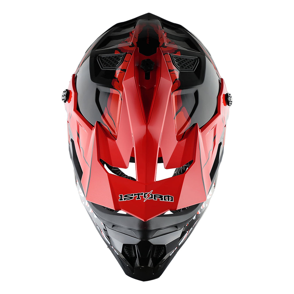 1Storm Adult Motocross Helmet ATV Dirt Bike BMX MX Downhill Mountain Helmet Track Style JH601; Matt Black