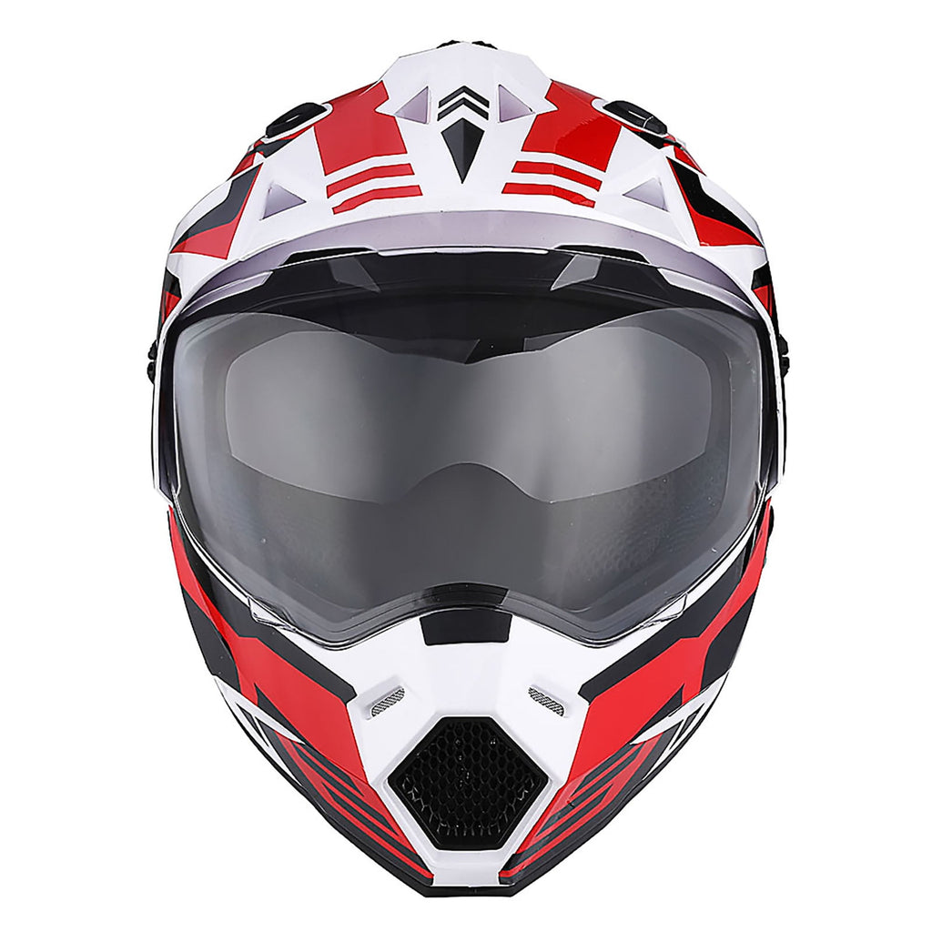 1Storm Dual Sport Motorcycle Motocross Off Road Full Face Helmet HF802 Dual Visor Storm Force Black