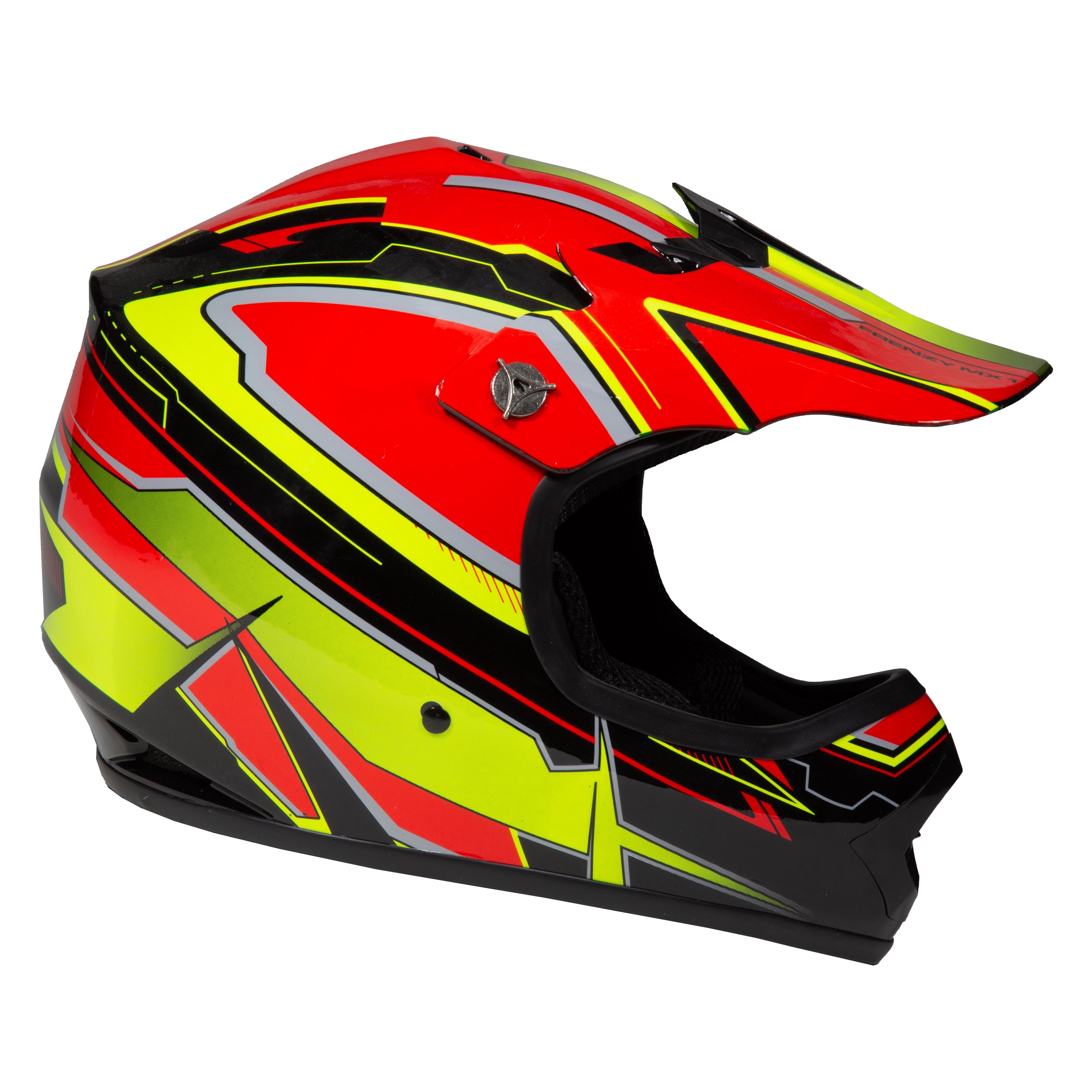 Youth Frenzy Off Road MX Helmet DOT Approved Color: Red and Yellow, Size: Youth Medium