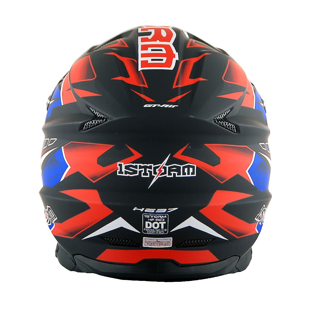 1Storm Motocross Adult Helmet Downhill Mountain Bike Helmet BMX MX ATV Dirt Bike Storm Style HF803; Storm Black