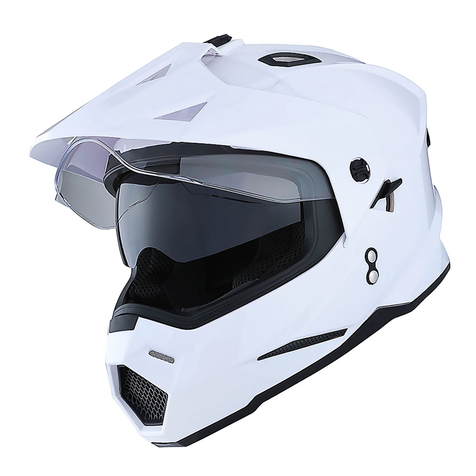 1Storm Dual Sport Motorcycle Motocross Off Road Full Face Helmet Dual Visor HF802 Matt Black + Motorcycle Bluetooth Headset