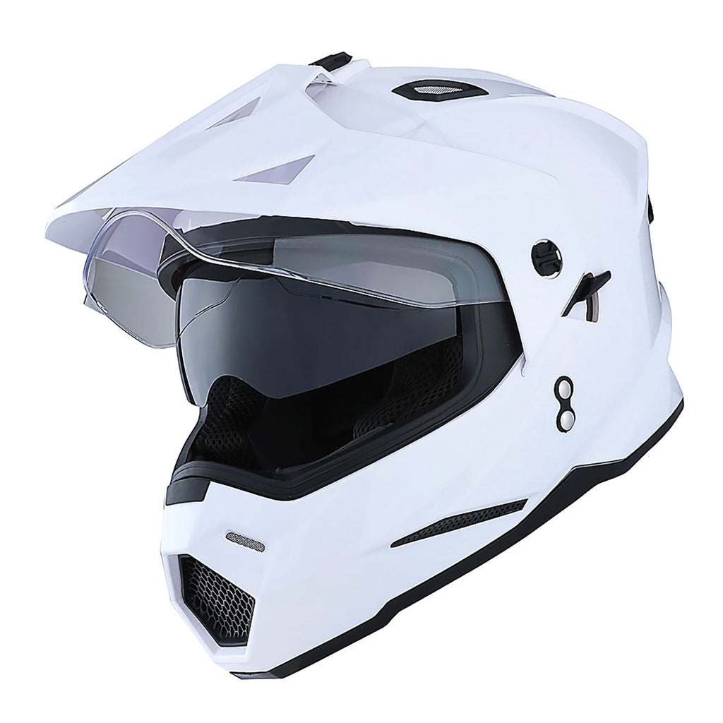 1Storm Dual Sport Motorcycle Motocross Off Road Full Face Helmet HF802 Dual Visor Storm Force Black