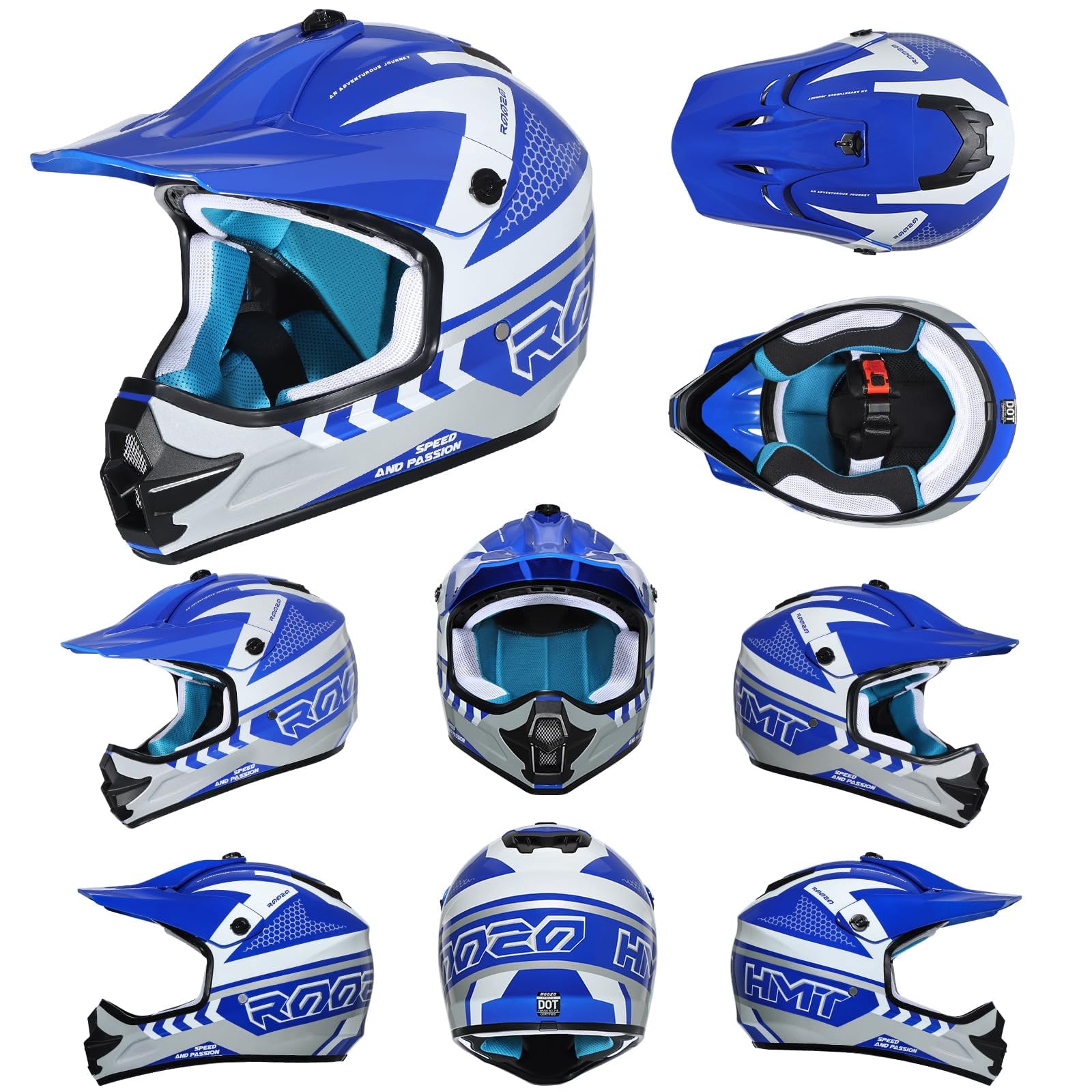 Youth Dirt Bike Helmet DOT Certified - Full Face Motorcycle Helmet for Off-Road, ATV, Street Riding, Includes Adjustable Goggles & Protective Gloves