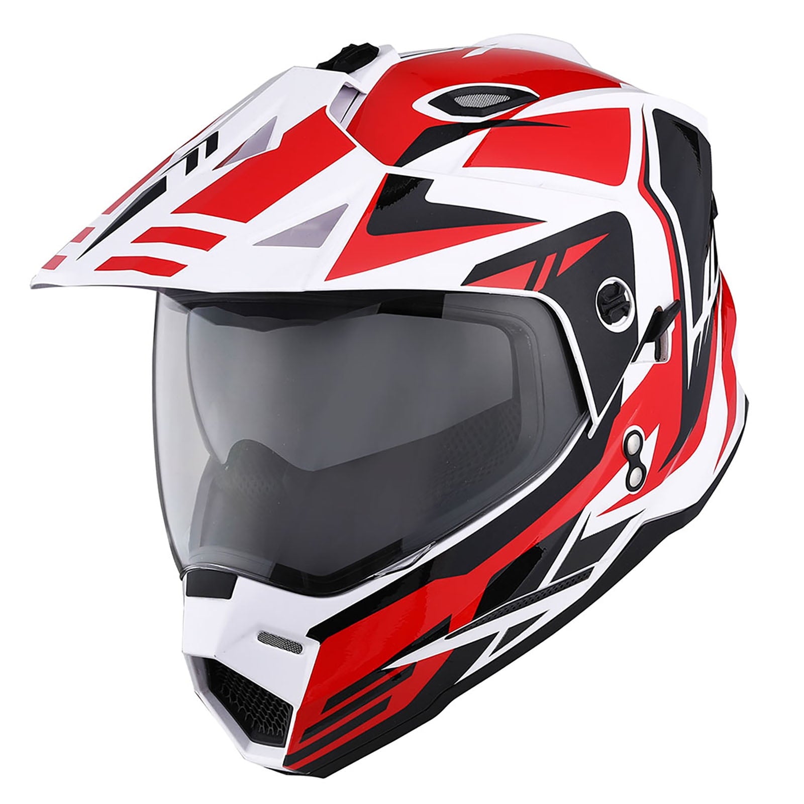 1Storm Dual Sport Motorcycle Motocross Off Road Full Face Helmet Dual Visor HF802 Matt Black + Motorcycle Bluetooth Headset