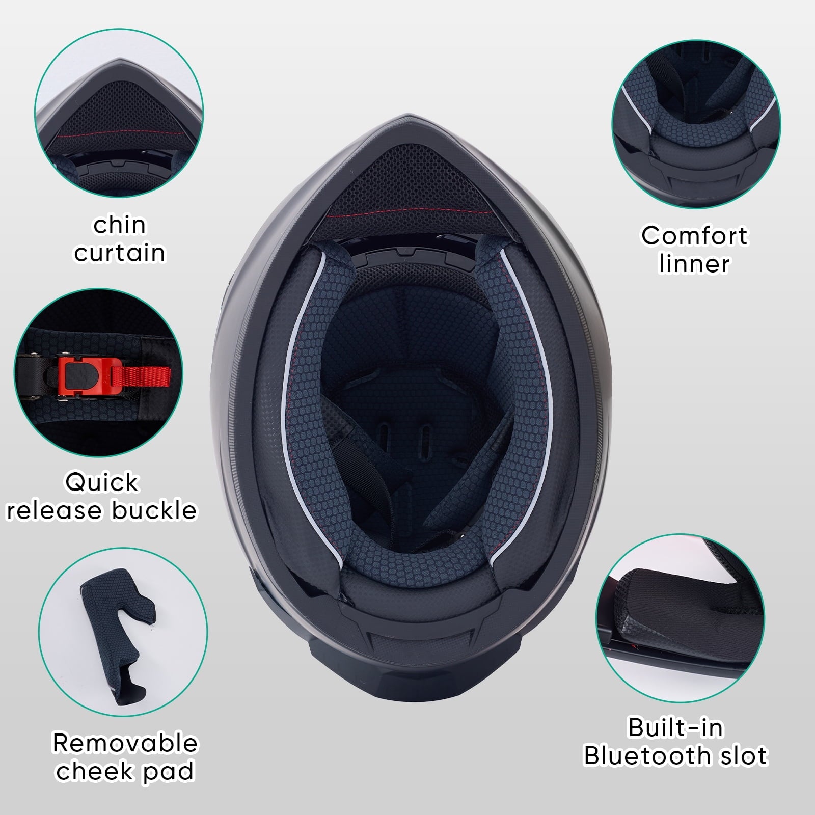 shamofeng Full-Face Adult Motorcycle Helmet, Motocross ATV Offroad Dirt Bike Helmet DOT Approved Matte Black, XL Size
