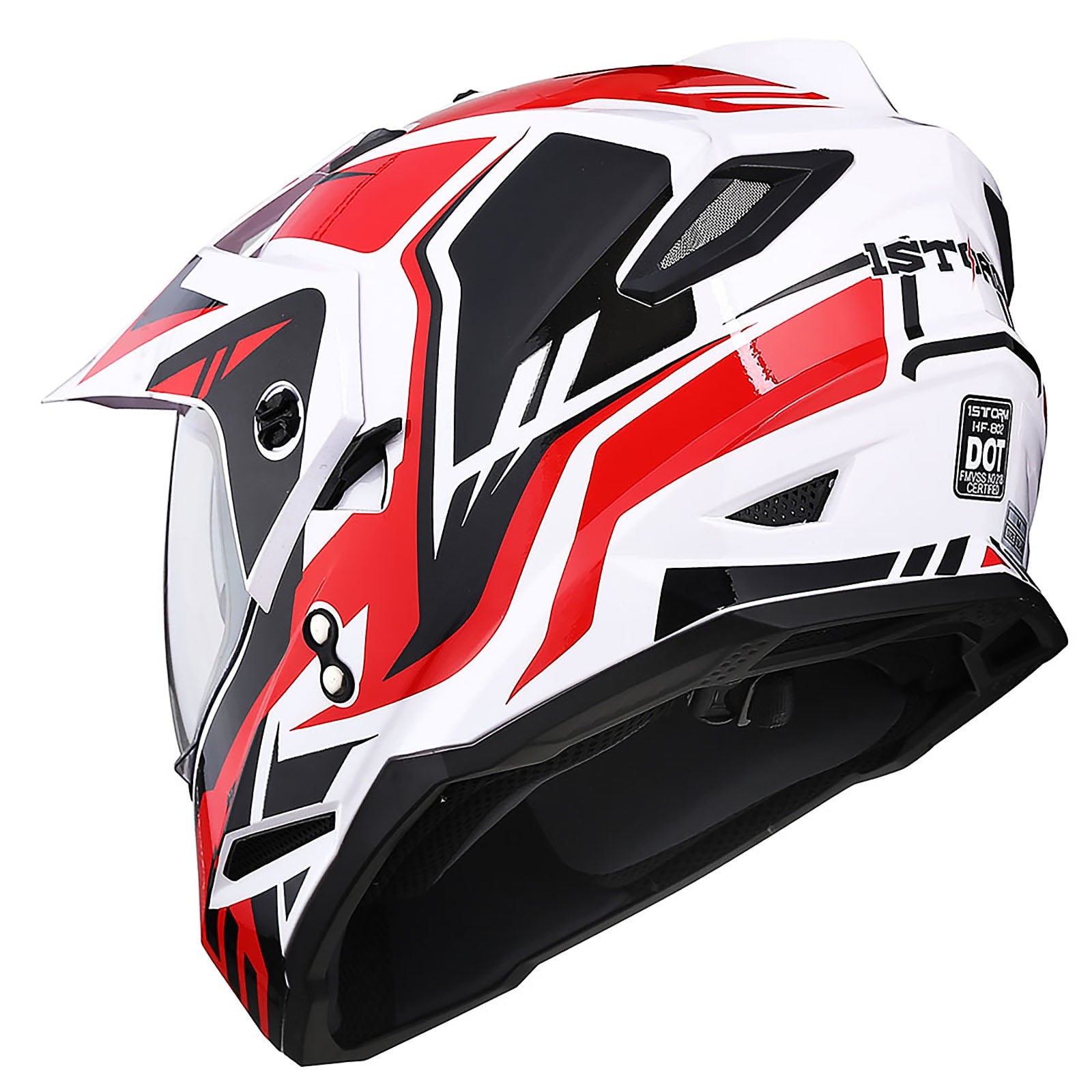 1Storm Youth Kids Dual Sport Dual Visor Motorcycle Motocross Off Road Full Face Helmet HF802Youth Storm Red