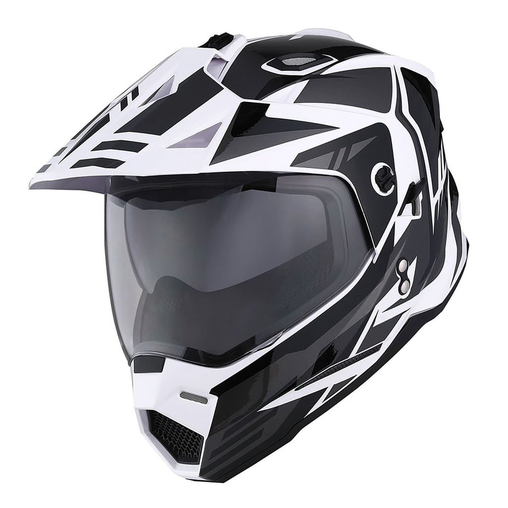 1Storm Adult Motorcycle Motocross Dual Sport Off Road Full Face Dual Visor Helmet F802CLS Matt Black