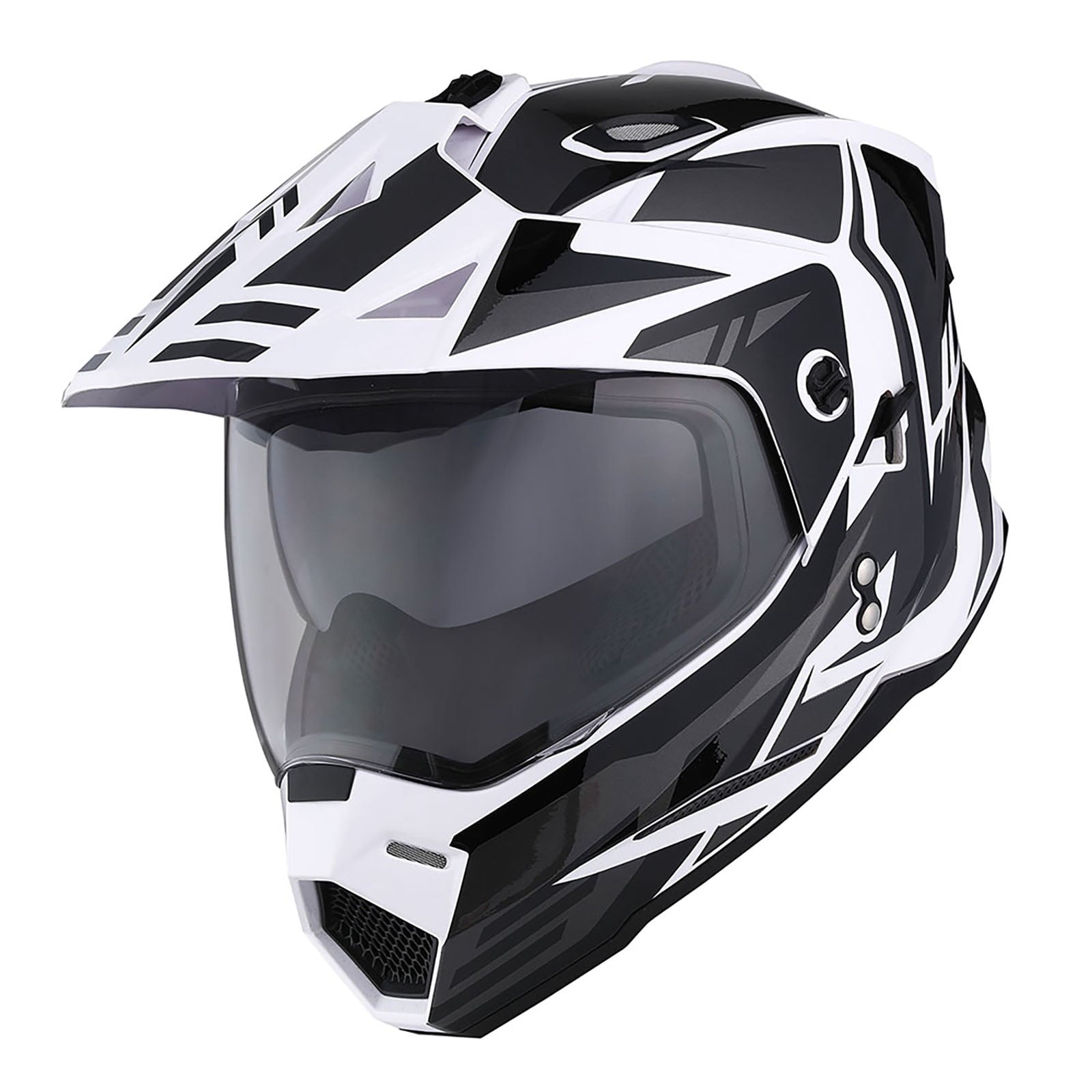 1Storm Dual Sport Motorcycle Motocross Off Road Full Face Helmet Dual Visor HF802 Matt Black + Motorcycle Bluetooth Headset