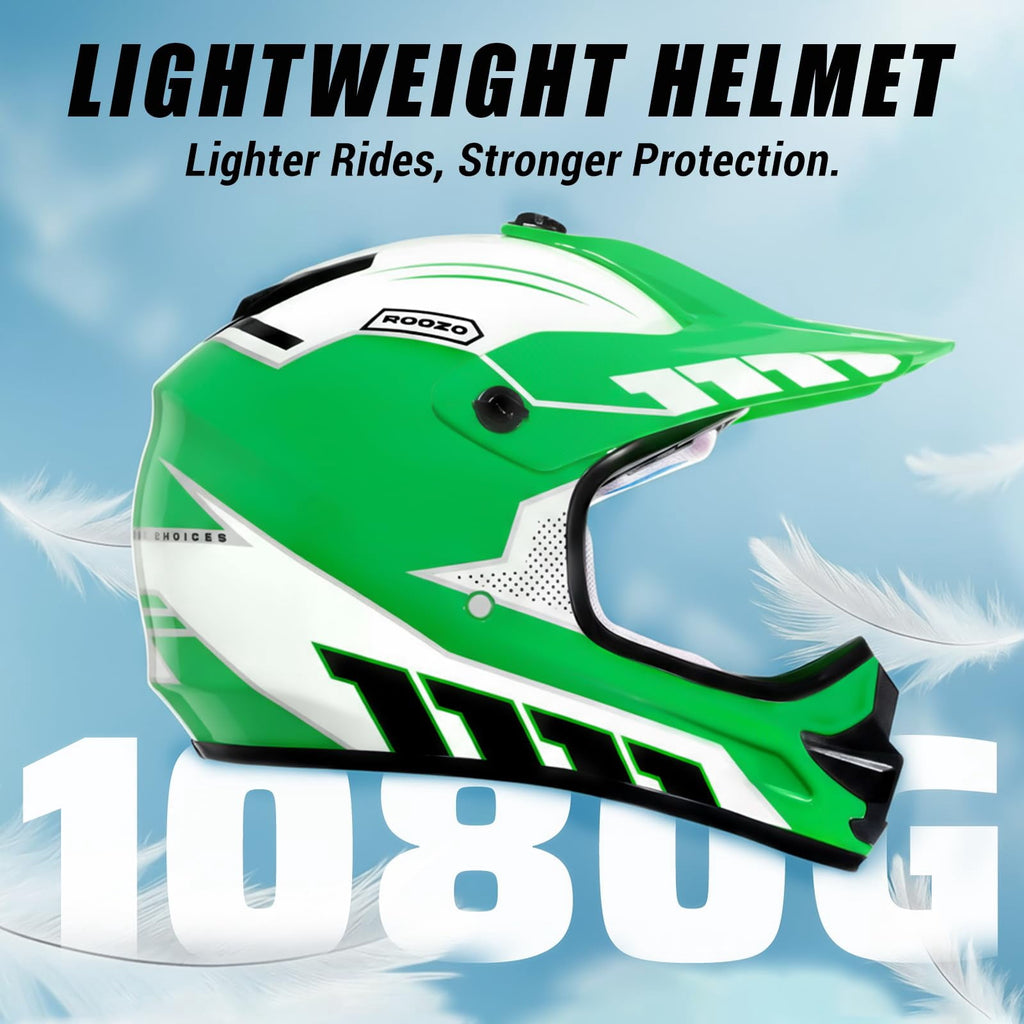 ROOZO Youth Dirt Bike Helmet â€?DOT Certified Full Face Motorcycle Helmet with Goggles & Gloves